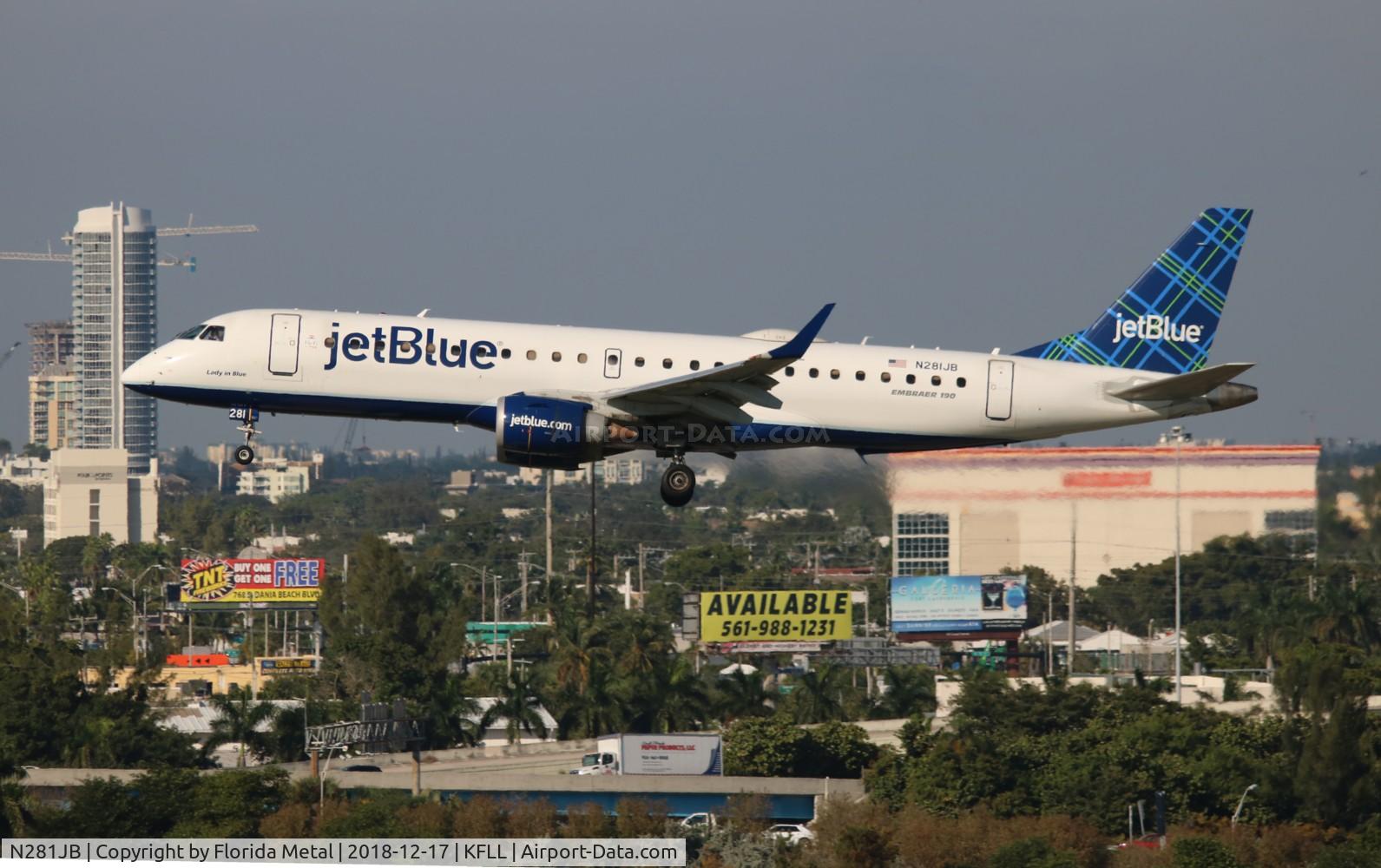 N281JB, 2007 Embraer 190AR (ERJ-190-100IGW) C/N 19000103, JBU E190 zx RIC-FLL