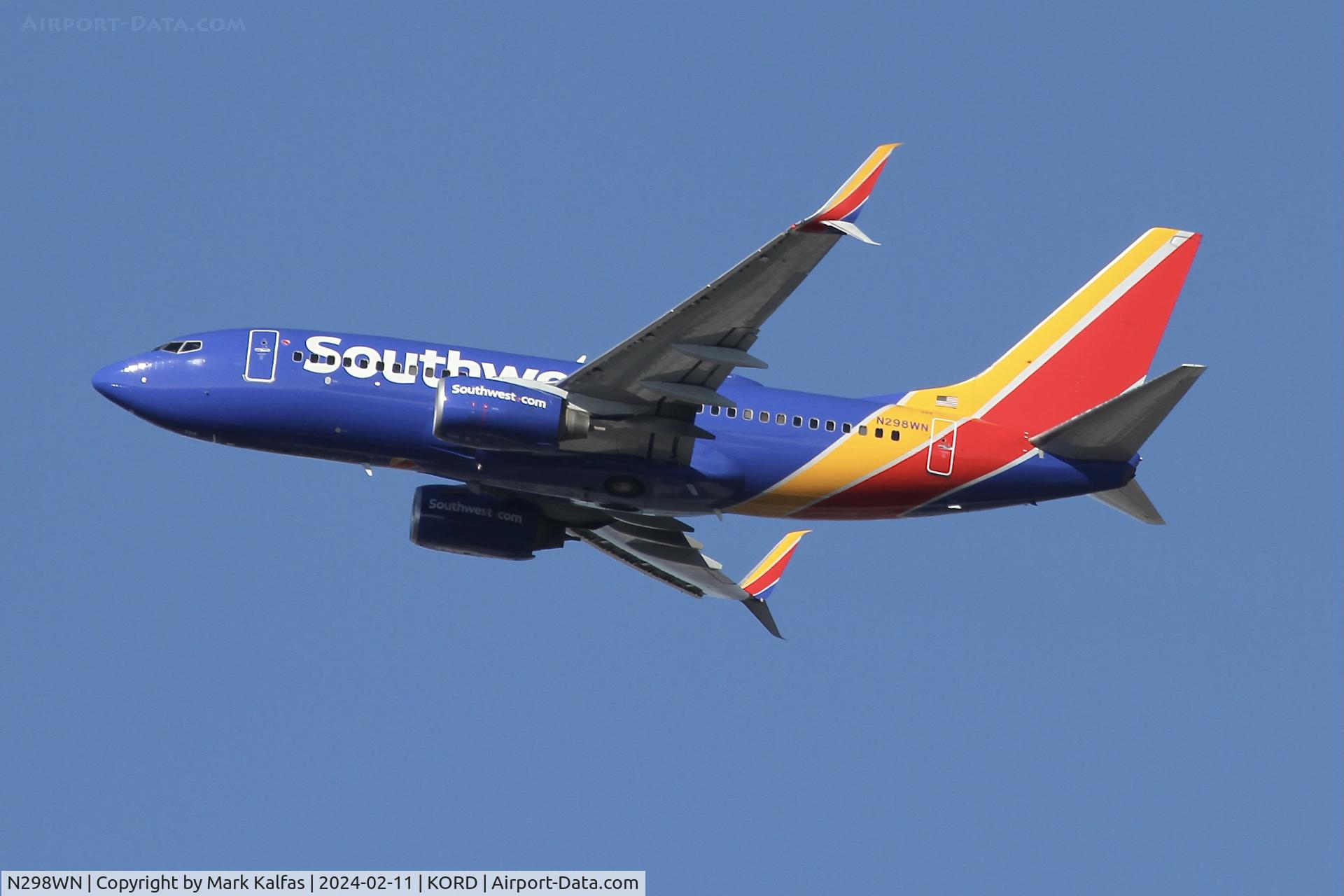 N298WN, 2007 Boeing 737-7H4 C/N 32543, B737.Southwest BOEING 737-7H4 N298WN SWA168  ORD-PHX