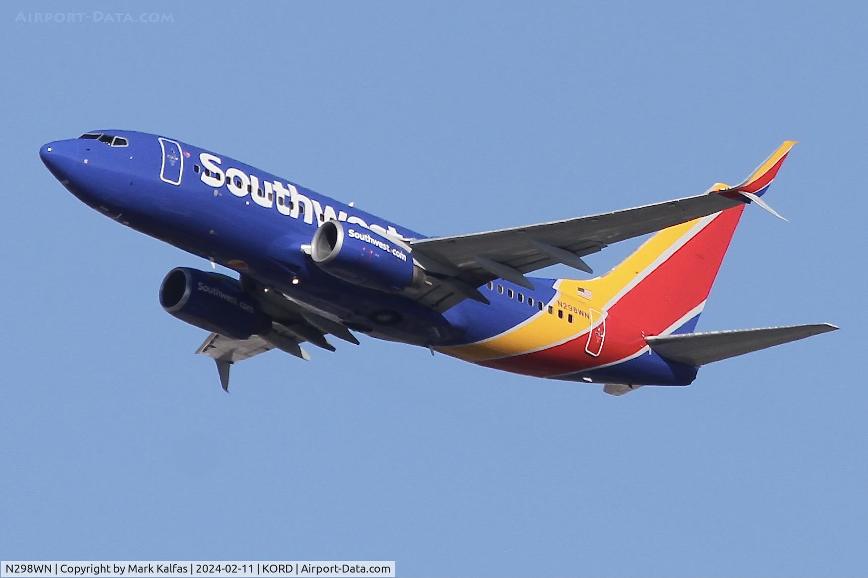 N298WN, 2007 Boeing 737-7H4 C/N 32543, B737.Southwest BOEING 737-7H4 N298WN SWA168  ORD-PHX
