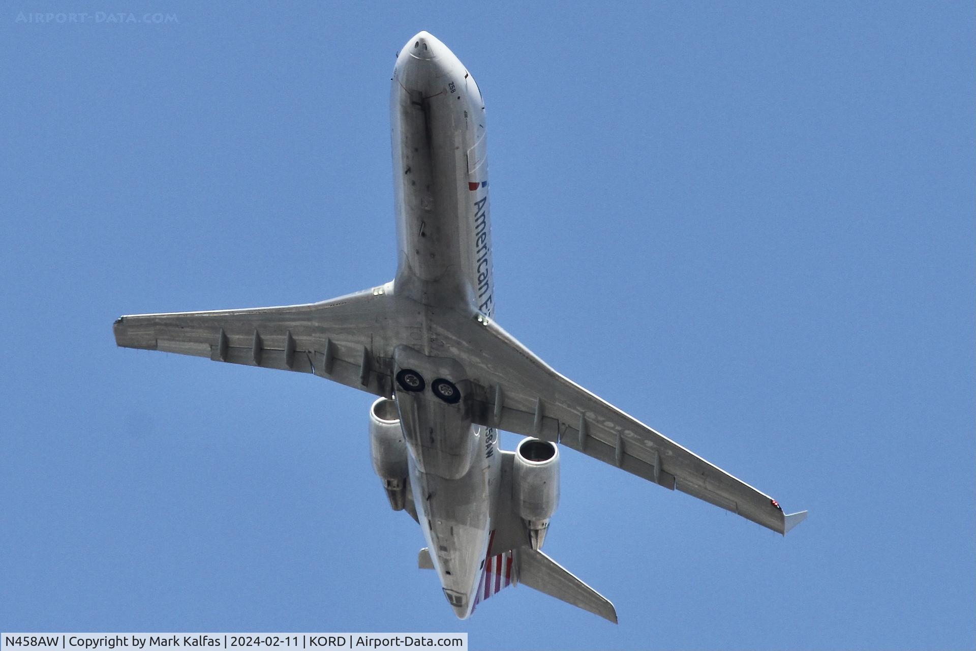 N458AW, 2003 Bombardier CRJ-200LR (CL-600-2B19) C/N 7861, CRJ2 Air Wisconsin/American Eagle Canadair Regional Jet CRJ-200  N458AW AWI6156 ORD- COU