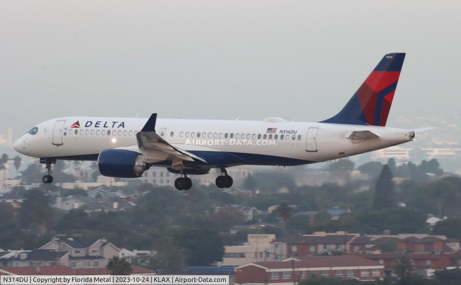 N314DU, 2023 Airbus A220-371 C/N 55192, DAL A223 zx IAH-LAX