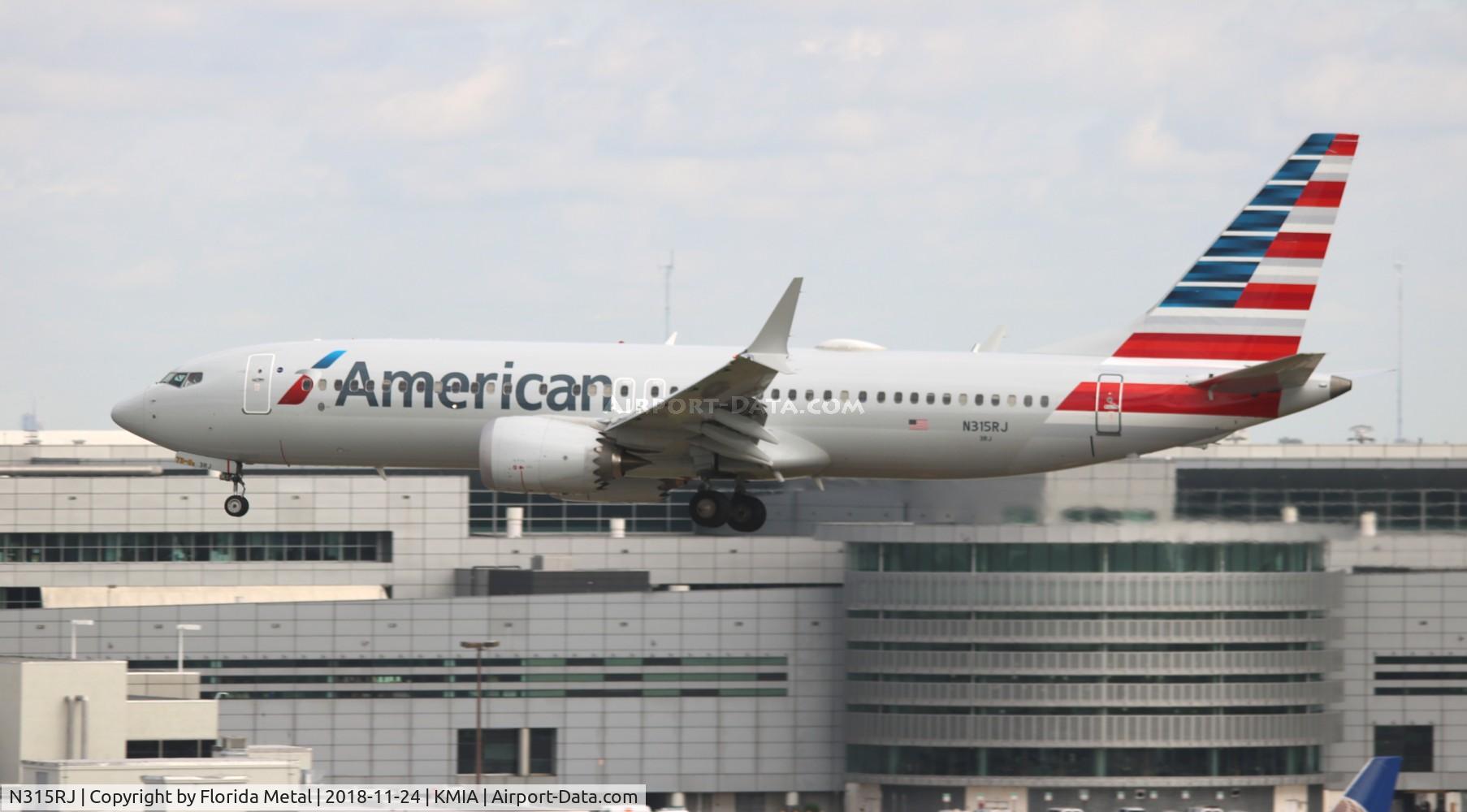 N315RJ, 2018 Boeing 737-8 MAX C/N 44449, AAL 737-8 zx SDQ-MIA