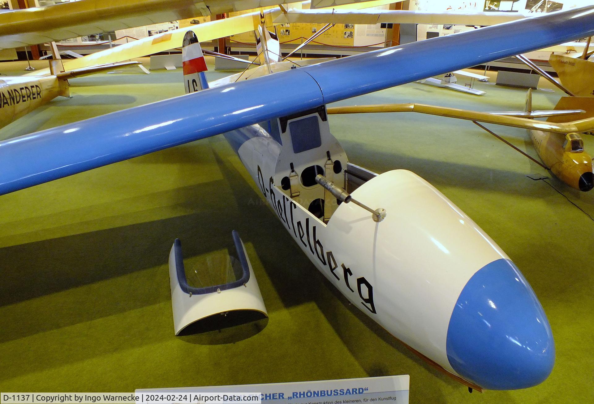 D-1137, 1953 Schleicher Rhonbussard C/N 227 + 649, Schleicher Rhönbussard, rebuilt in 1953 from parts of 2 planes (c/n 227, 1939 und 649, 1942), at the Deutsches Segelflugmuseum mit Modellflug (German Soaring Museum with Model Flight), Gersfeld Wasserkuppe