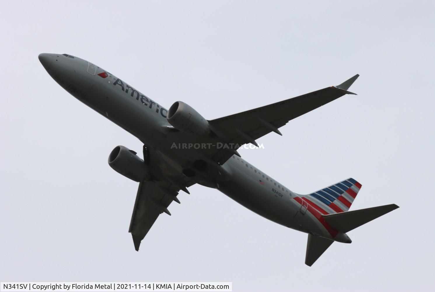 N341SV, 2021 Boeing 737-8 MAX C/N 44487, AAL 737-8 zx MIA-MMMX