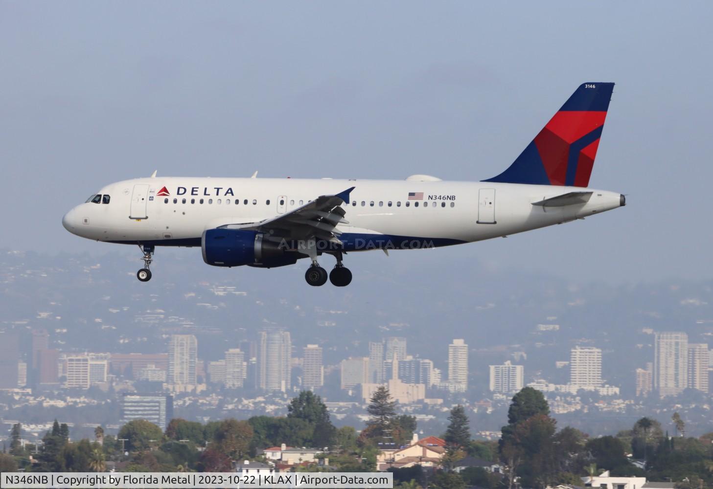 N346NB, 2002 Airbus A319-114 C/N 1796, DAL A319 zx SFO-LAX