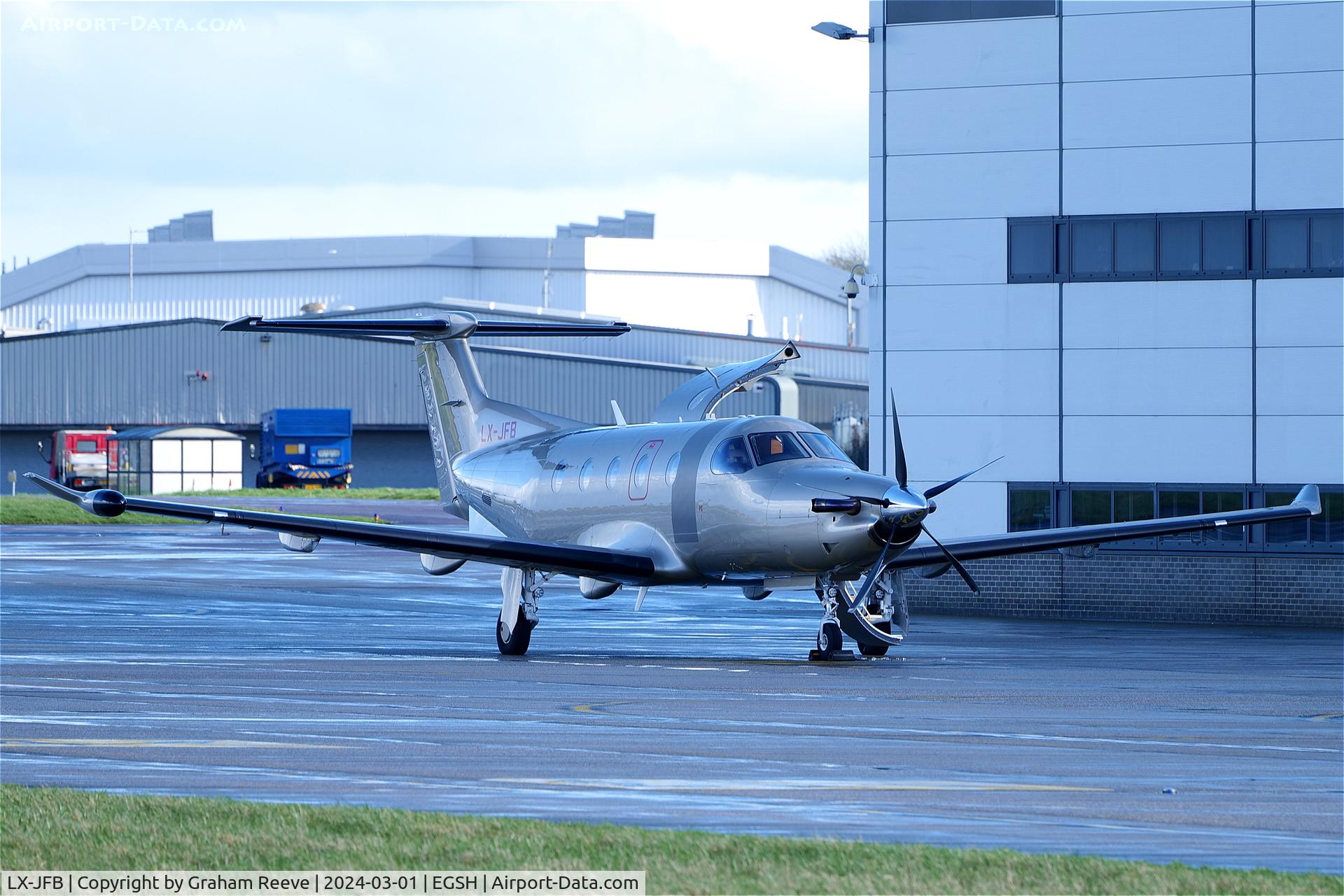 LX-JFB, 2016 Pilatus PC-12/47E NG C/N 1676, Parked at Norwich.