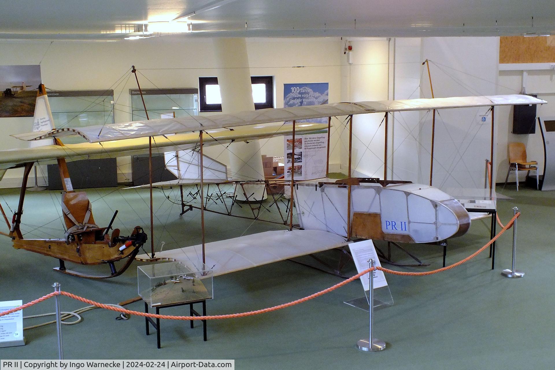 PR II, 1974 Peter Riedel PR II Doppeldeckergleiter Modell 1920 C/N 01, Peter Riedel 'Rhönbaby' 1920 biplane-glider replica, built by Peter Riedel slightly modified in 1974, at the Deutsches Segelflugmuseum mit Modellflug (German Soaring Museum with Model Flight), Gersfeld Wasserkuppe