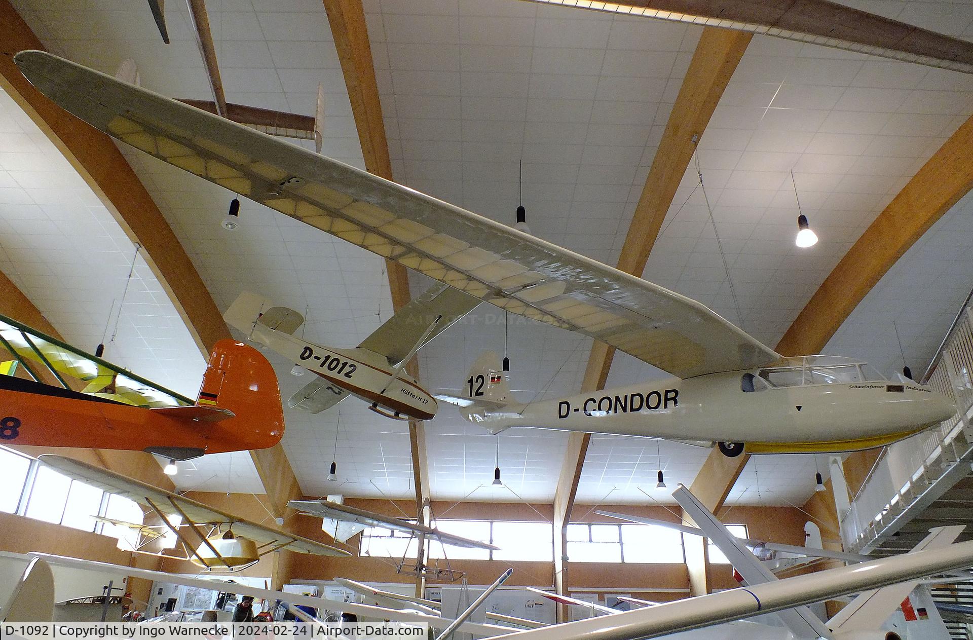 D-1092, 1953 Dittmar Schleicher Condor IV/3 C/N 23/53, Dittmar (Schleicher) Condor IV/3 at the Deutsches Segelflugmuseum mit Modellflug (German Soaring Museum with Model Flight), Gersfeld Wasserkuppe