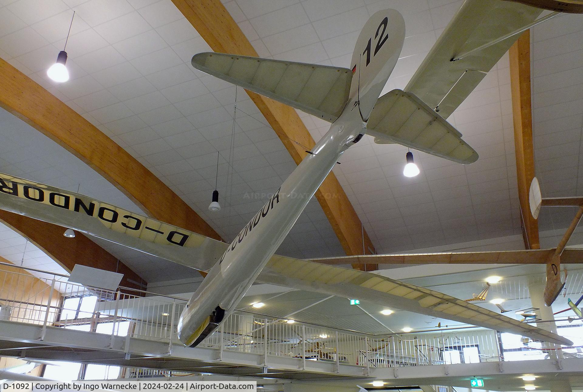 D-1092, 1953 Dittmar Schleicher Condor IV/3 C/N 23/53, Dittmar (Schleicher) Condor IV/3 at the Deutsches Segelflugmuseum mit Modellflug (German Soaring Museum with Model Flight), Gersfeld Wasserkuppe
