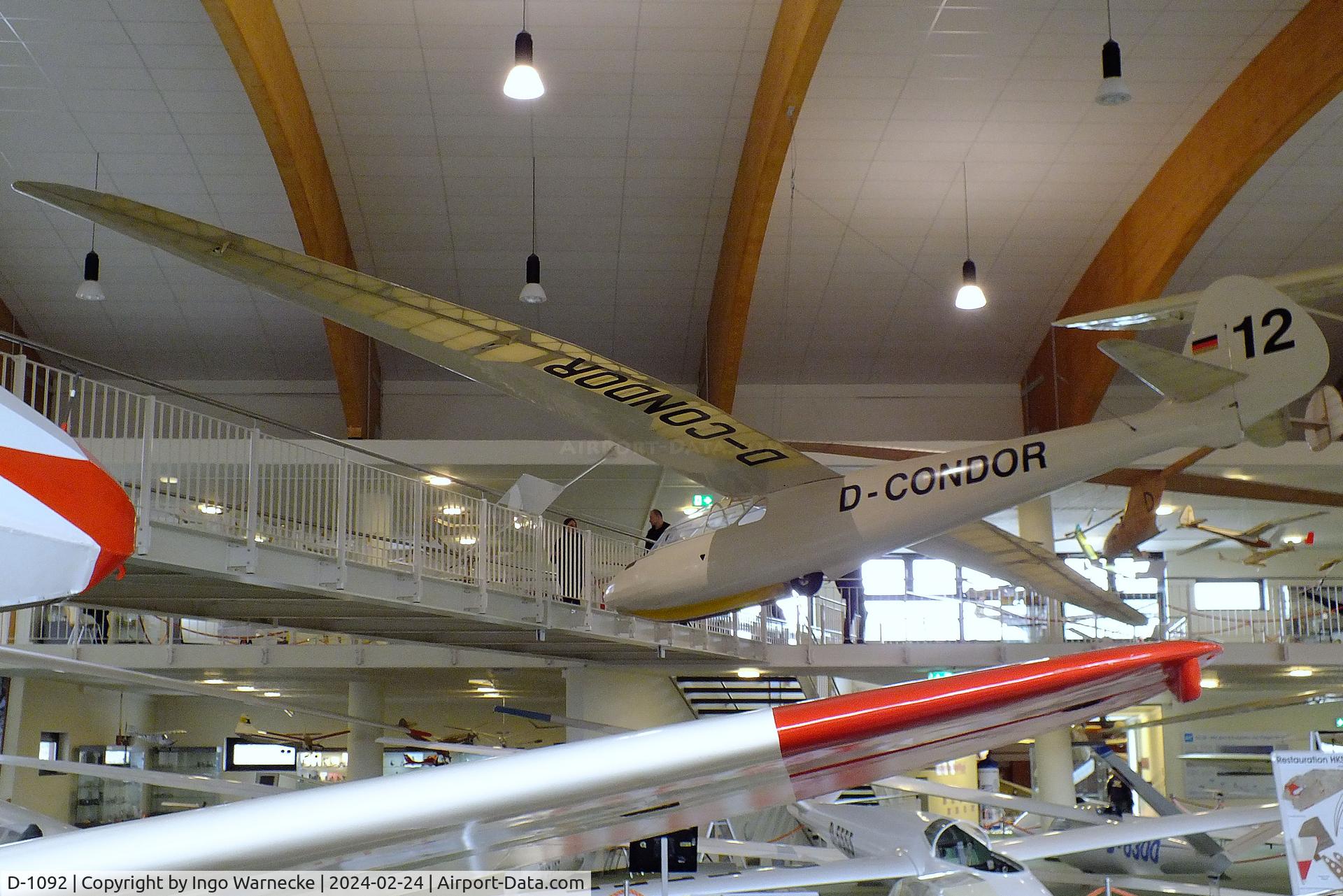 D-1092, 1953 Dittmar Schleicher Condor IV/3 C/N 23/53, Dittmar (Schleicher) Condor IV/3 at the Deutsches Segelflugmuseum mit Modellflug (German Soaring Museum with Model Flight), Gersfeld Wasserkuppe