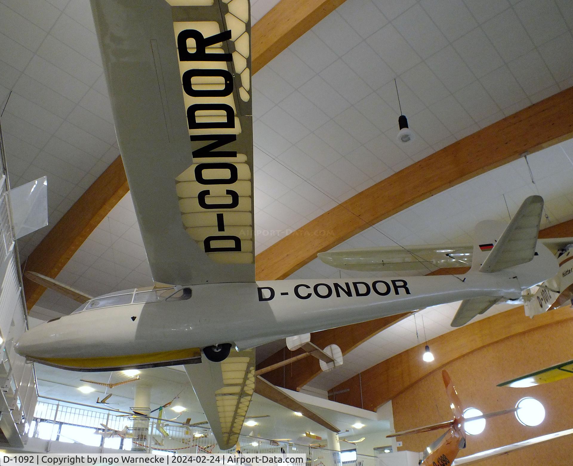 D-1092, 1953 Dittmar Schleicher Condor IV/3 C/N 23/53, Dittmar (Schleicher) Condor IV/3 at the Deutsches Segelflugmuseum mit Modellflug (German Soaring Museum with Model Flight), Gersfeld Wasserkuppe