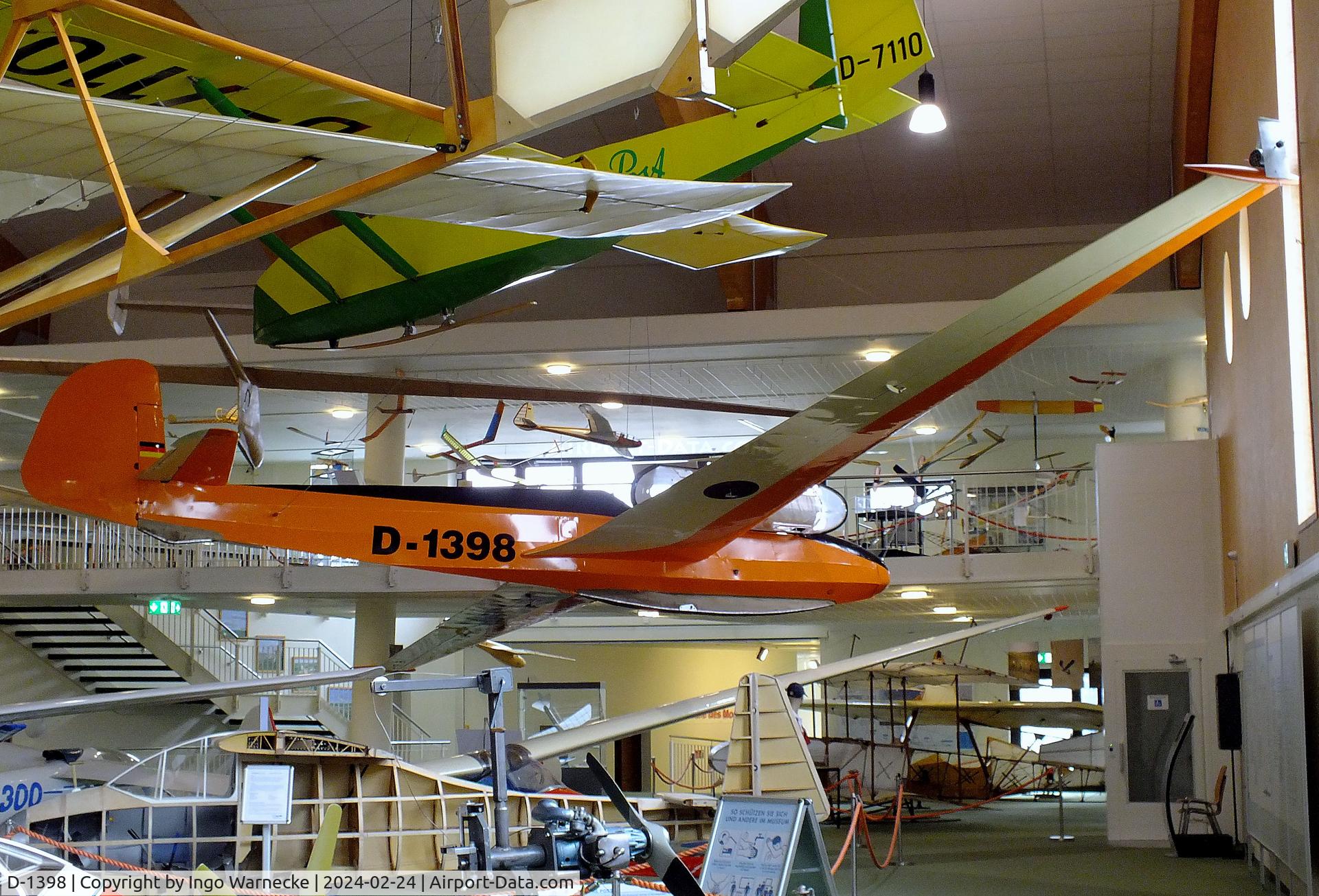 D-1398, Focke-Wulf Kranich III C/N 53, Focke-Wulf Kranich III, displayed as a research aicraft for measurements of atmospheric electricity in the 1950s, at the Deutsches Segelflugmuseum mit Modellflug (German Soaring Museum with Model Flight), Gersfeld Wasserkuppe