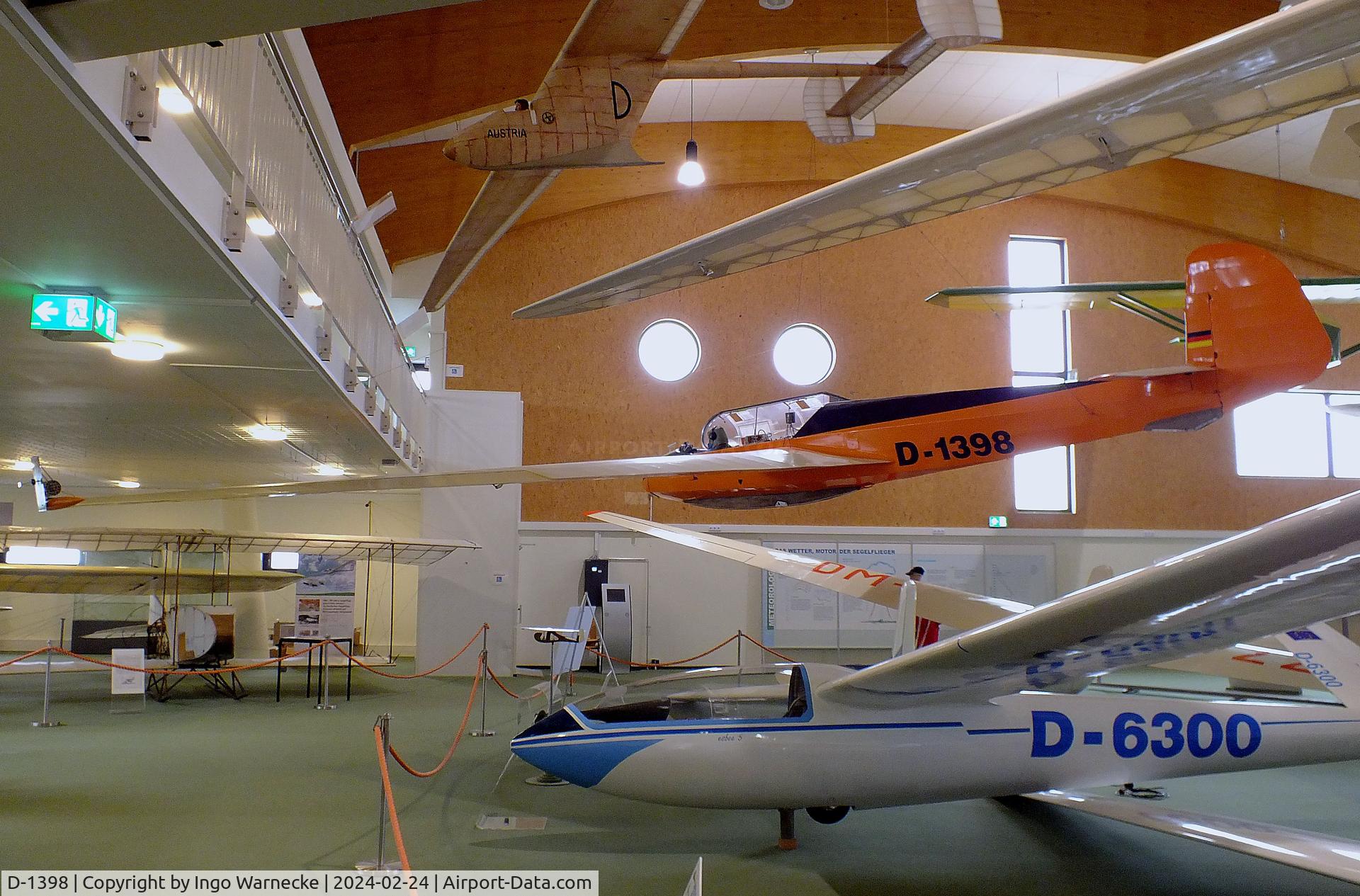 D-1398, Focke-Wulf Kranich III C/N 53, Focke-Wulf Kranich III, displayed as a research aicraft for measurements of atmospheric electricity in the 1950s, at the Deutsches Segelflugmuseum mit Modellflug (German Soaring Museum with Model Flight), Gersfeld Wasserkuppe