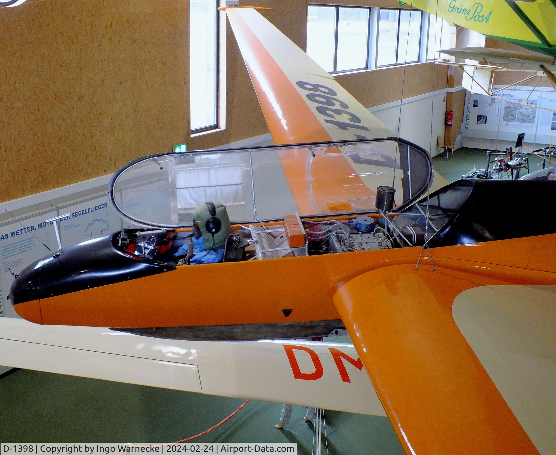 D-1398, Focke-Wulf Kranich III C/N 53, Focke-Wulf Kranich III, displayed as a research aicraft for measurements of atmospheric electricity in the 1950s, at the Deutsches Segelflugmuseum mit Modellflug (German Soaring Museum with Model Flight), Gersfeld Wasserkuppe