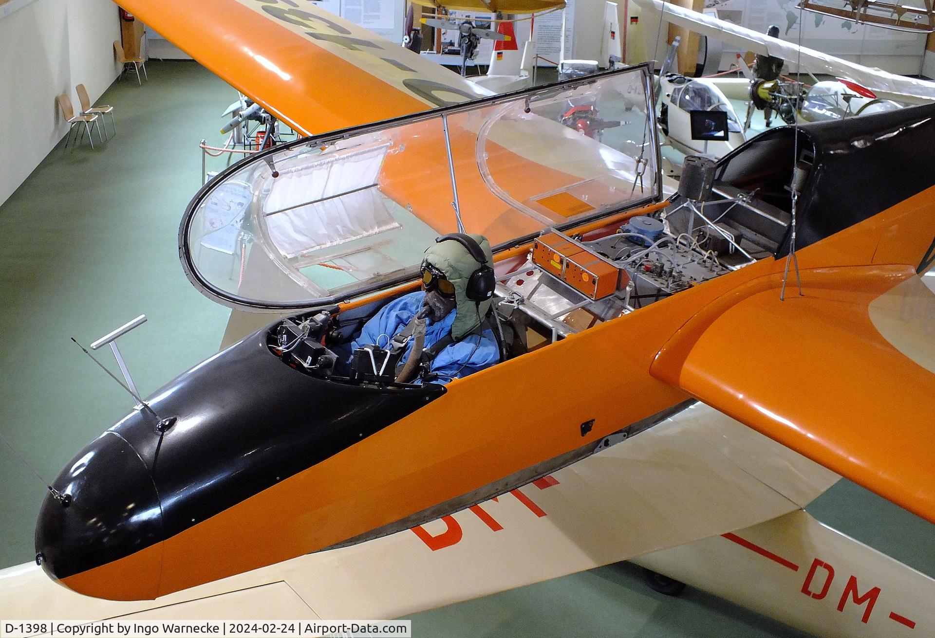 D-1398, Focke-Wulf Kranich III C/N 53, Focke-Wulf Kranich III, displayed as a research aicraft for measurements of atmospheric electricity in the 1950s, at the Deutsches Segelflugmuseum mit Modellflug (German Soaring Museum with Model Flight), Gersfeld Wasserkuppe