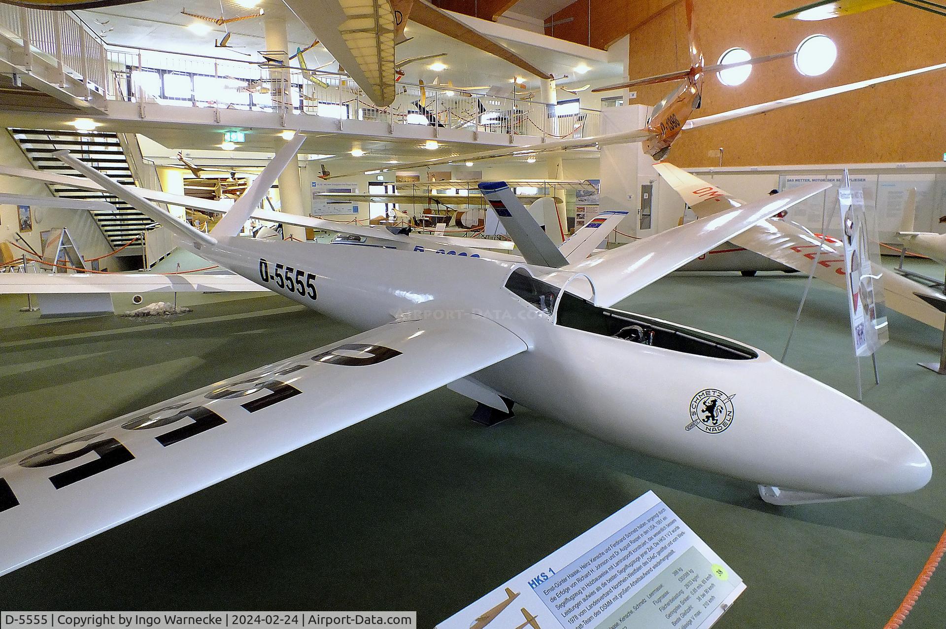D-5555, 1955 Haase-Kensche-Schmetz HKS-1 C/N V2, Haase-Kensche-Schmetz HKS-1 at the Deutsches Segelflugmuseum mit Modellflug (German Soaring Museum with Model Flight), Gersfeld Wasserkuppe