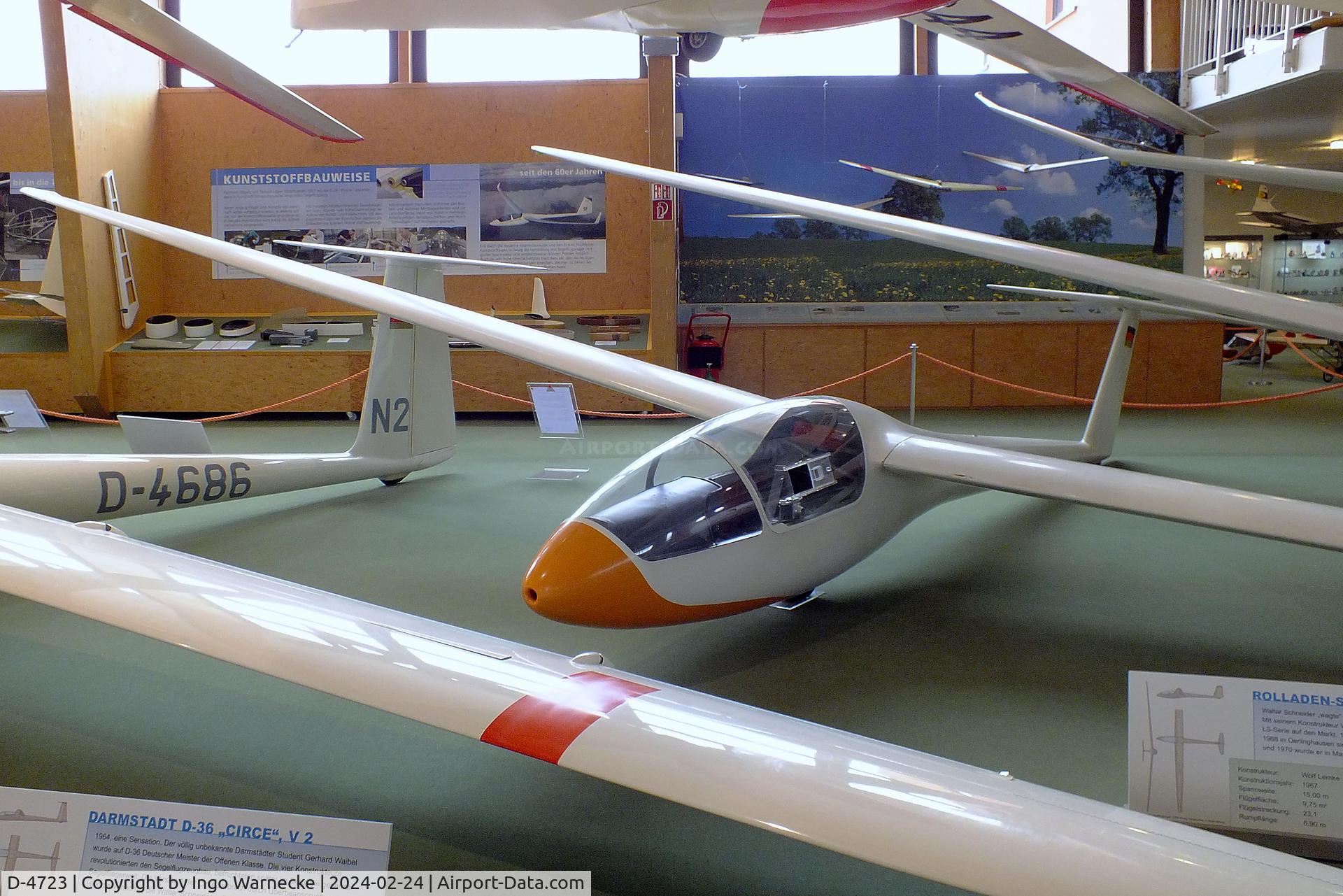D-4723, 1968 Rolladen-Schneider LS-1 C/N V-1, Rolladen-Schneider LS1-V1 first prototype at the Deutsches Segelflugmuseum mit Modellflug (German Soaring Museum with Model Flight), Gersfeld Wasserkuppe