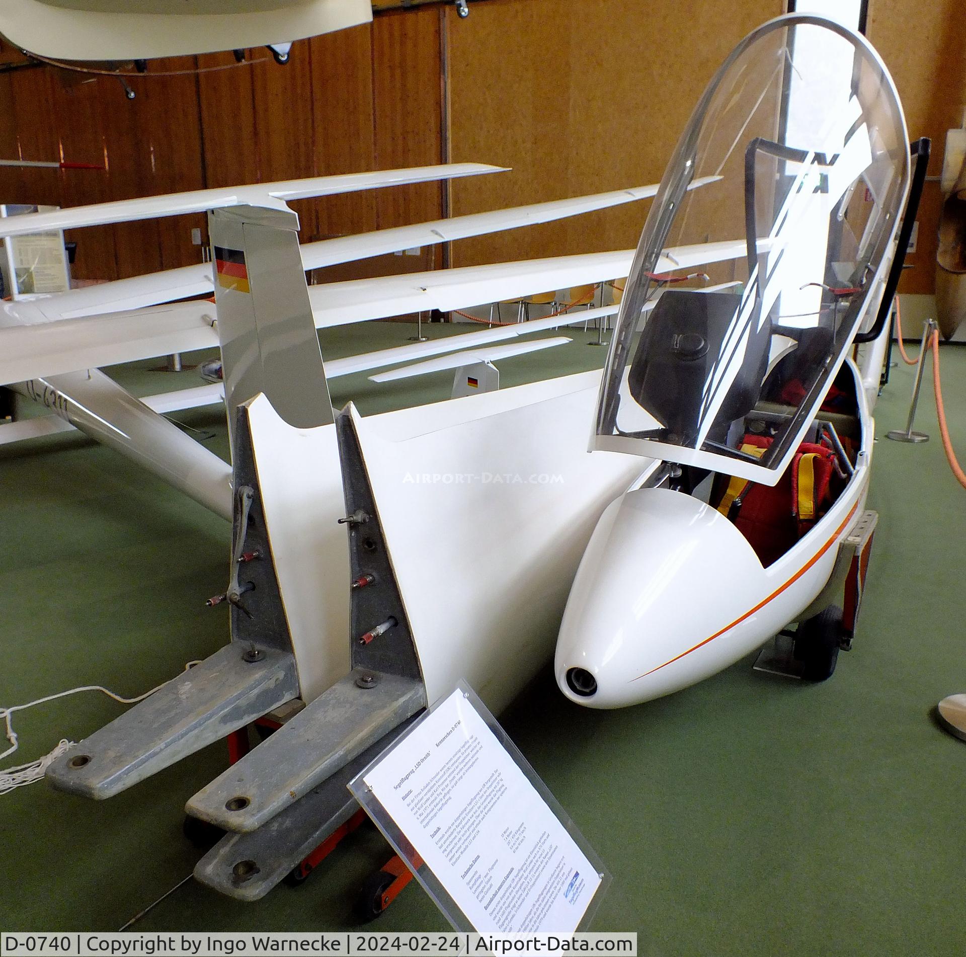 D-0740, 1971 Rolladen-Schneider LSD Ornith C/N V-1, Rolladen-Schneider (W Lemke, K Prummer) LSD Ornith (wings/tailplane dismounted) at the Deutsches Segelflugmuseum mit Modellflug (German Soaring Museum with Model Flight), Gersfeld Wasserkuppe