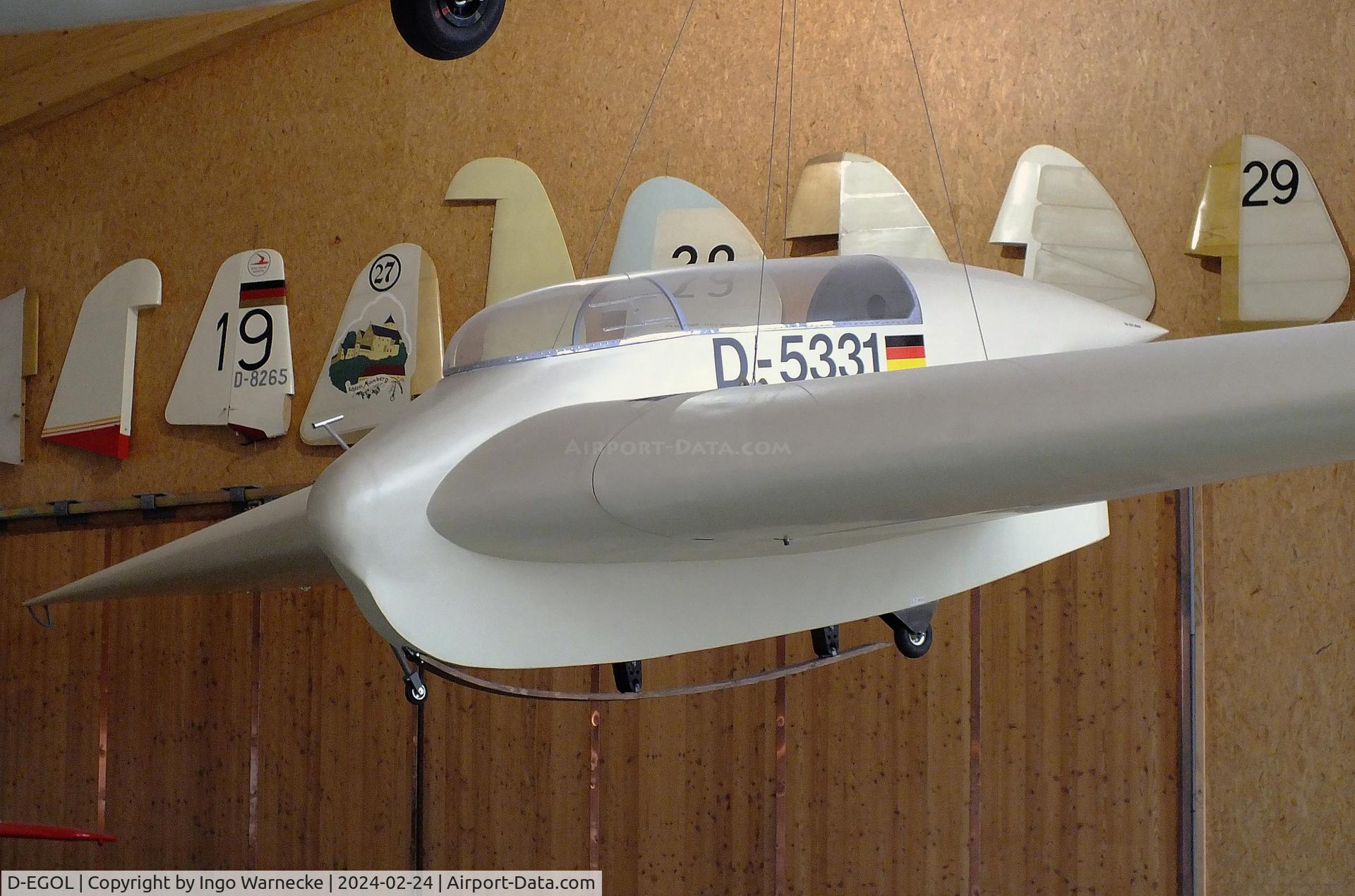 D-EGOL, 1955 Horten Ho 33 C/N 2, Horten (Pützer) Ho 33V-2, originally built with engine, converted back to 1954 Ho 33V-1 'D-5331' glider configuration by museum, at the Deutsches Segelflugmuseum mit Modellflug (German Soaring Museum with Model Flight), Gersfeld Wasserkuppe