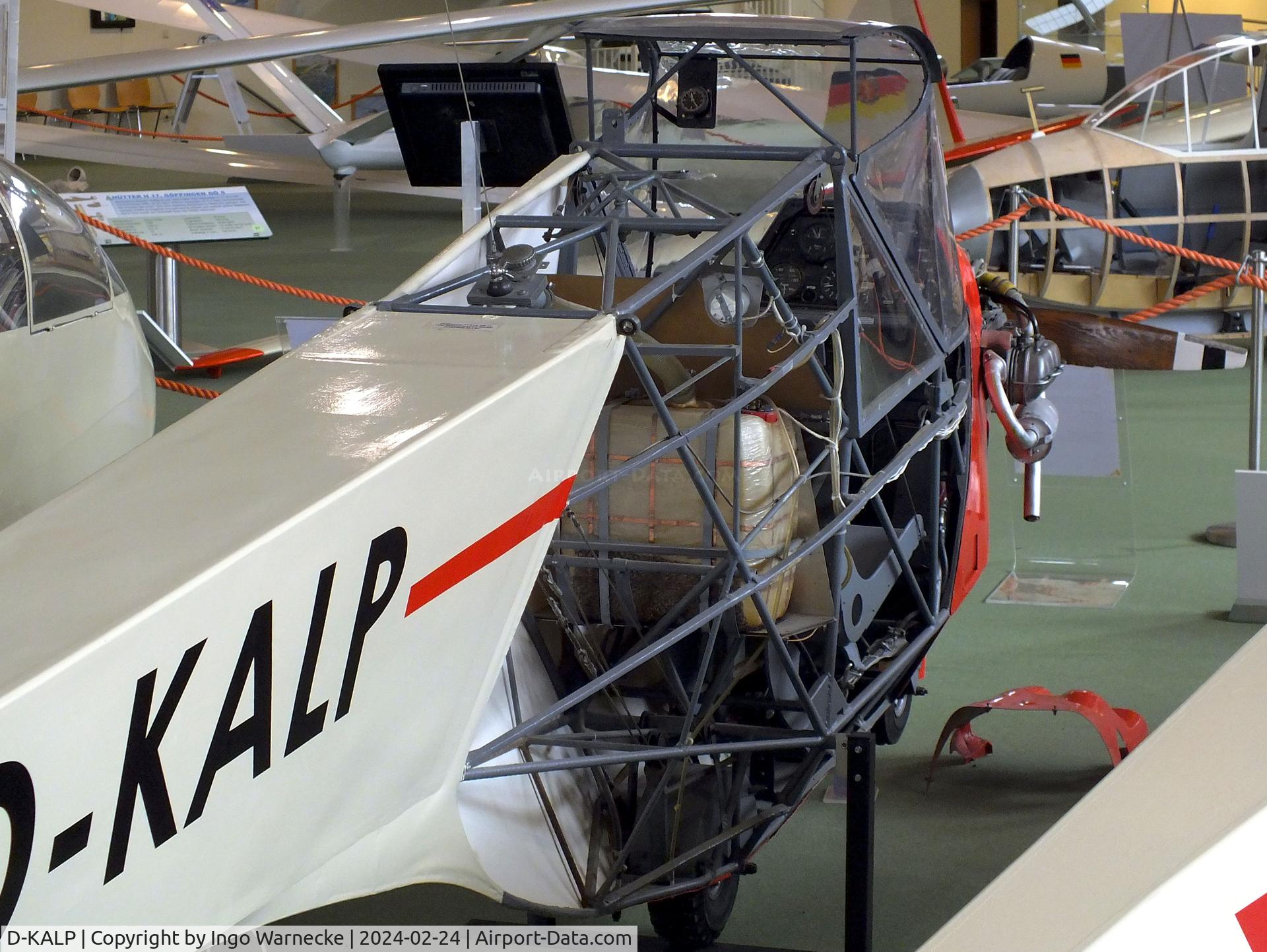 D-KALP, 1969 Strasser/Pützer Motorraab Moraa IV C/N 542/1021, Strasser/Pützer Motorraab Moraa IV (converted from 1954 Doppelraab, starboard cockpit section minus skin, wings/tailplane dismounted) at the Deutsches Segelflugmuseum mit Modellflug (German Soaring Museum with Model Flight), Gersfeld Wasserkuppe