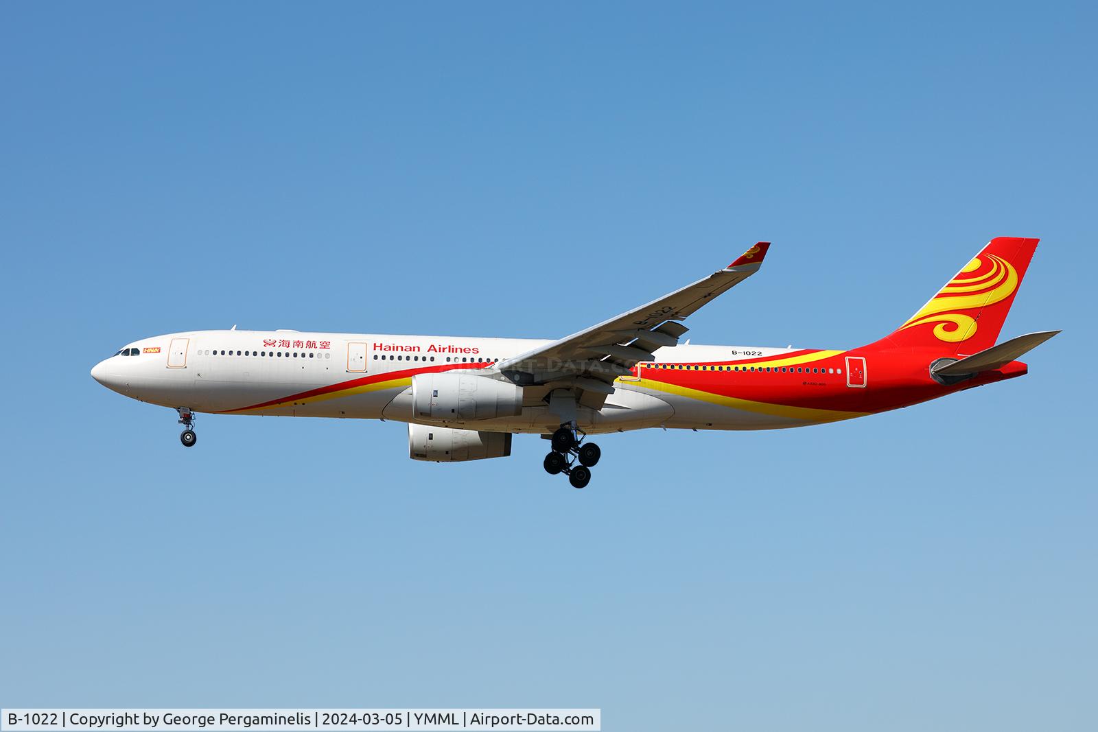 B-1022, 2017 Airbus A330-343 C/N 1827, Short final to runway 34.