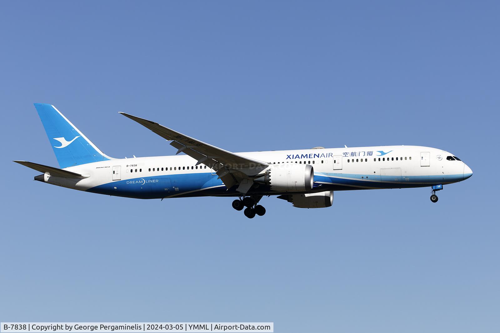 B-7838, 2017 Boeing 787-9 Dreamliner C/N 63322, Short final to runway 34.
