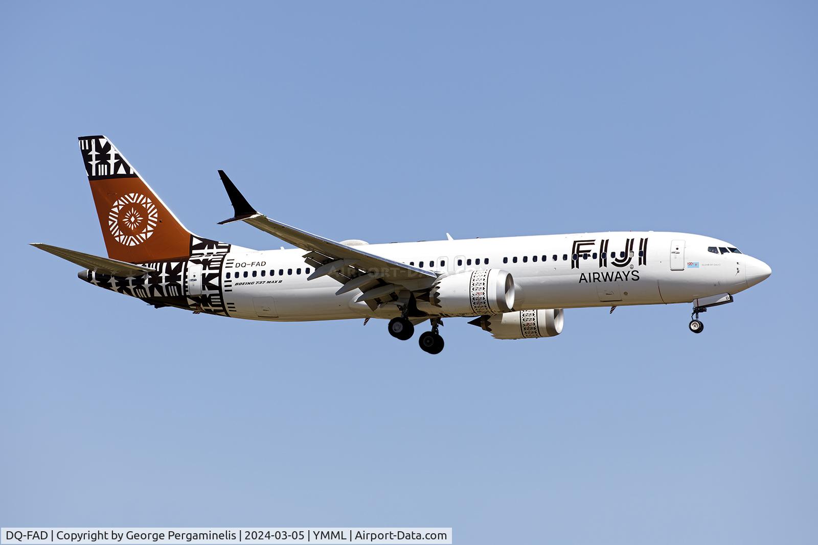 DQ-FAD, 2018 Boeing 737-8 MAX C/N 64308, Short final to runway 34.