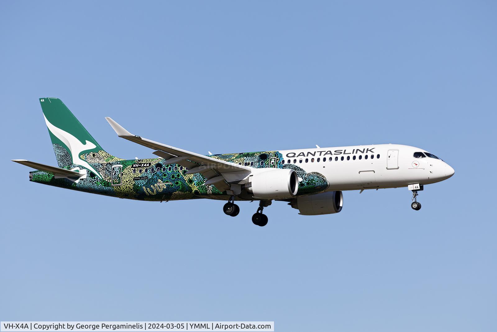 VH-X4A, Airbus A220-371 C/N 55253, Short final for runway 34.