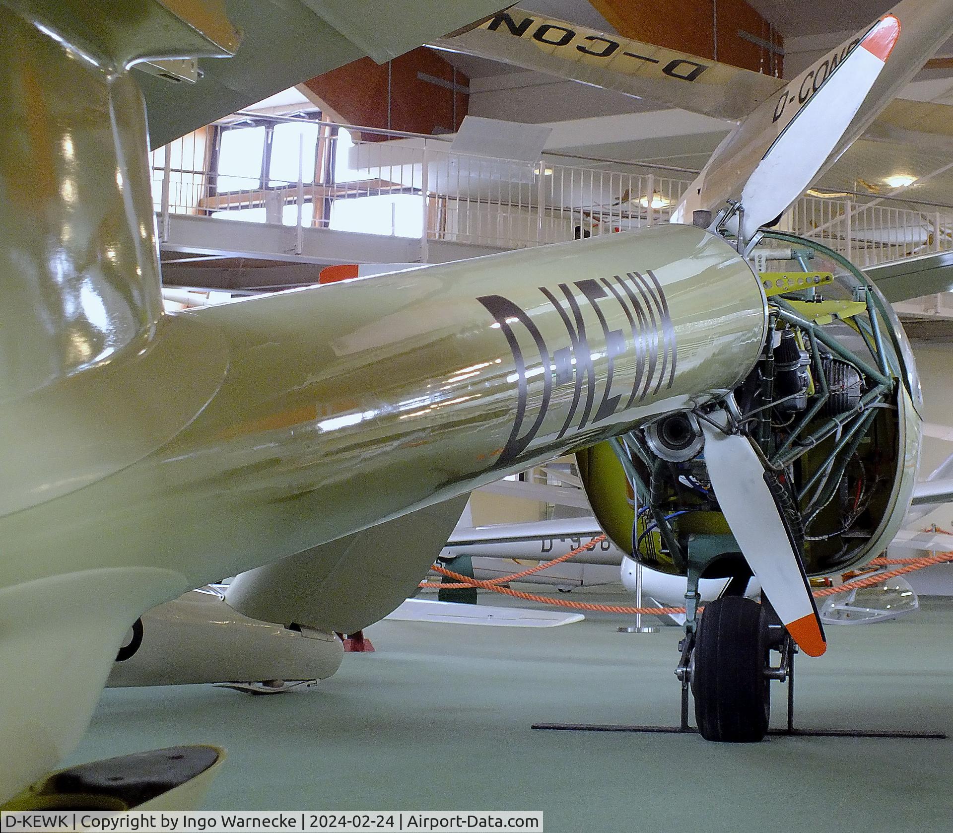 D-KEWK, 1975 Kuffner WK-1 C/N 01, Kuffner WK-1 (engine section open, wings/tailplane dismounted) at the Deutsches Segelflugmuseum mit Modellflug (German Soaring Museum with Model Flight), Gersfeld Wasserkuppe