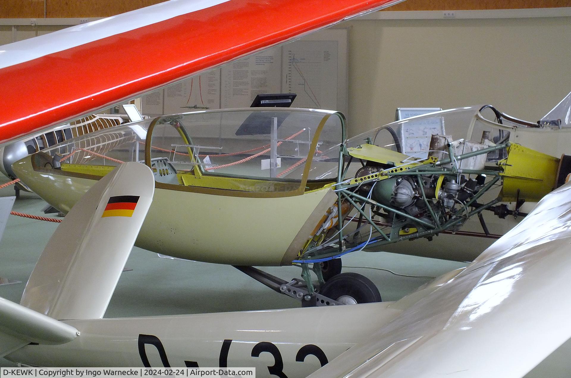 D-KEWK, 1975 Kuffner WK-1 C/N 01, Kuffner WK-1 (engine section open, wings/tailplane dismounted) at the Deutsches Segelflugmuseum mit Modellflug (German Soaring Museum with Model Flight), Gersfeld Wasserkuppe