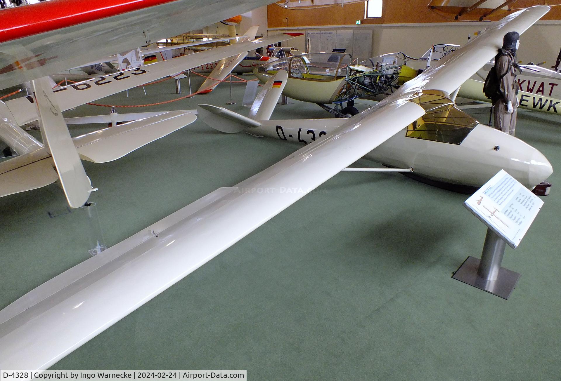 D-4328, 1954 Schleicher Ka-1 C/N not found_D-4328, Kaiser Schleicher (K Schauer) Ka-1 at the Deutsches Segelflugmuseum mit Modellflug (German Soaring Museum with Model Flight), Gersfeld Wasserkuppe