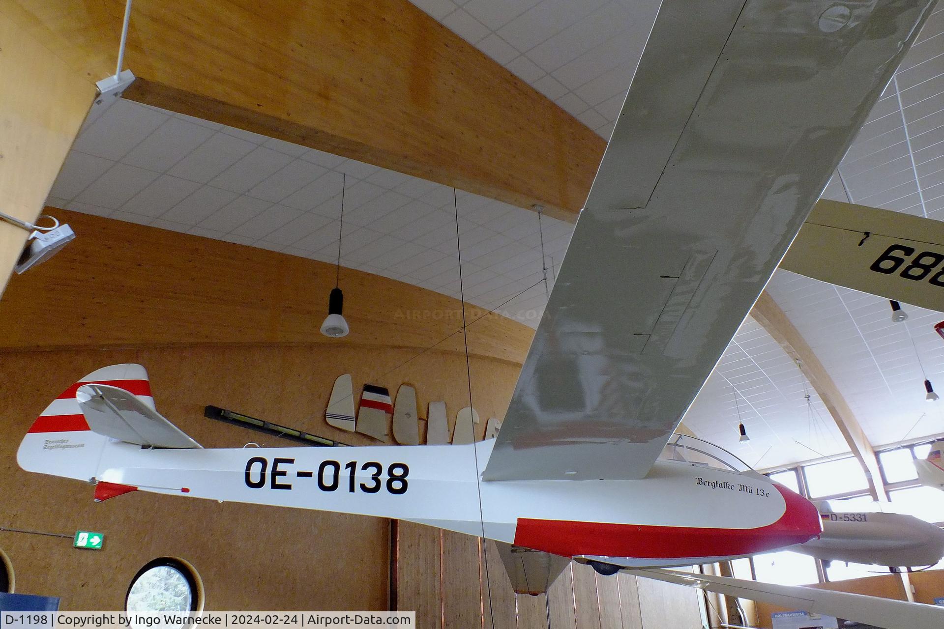 D-1198, 1956 Scheibe Mu-13E Bergfalke C/N not found_D-1198, Scheibe / Flugsportclub Giebelstadt Mü 13E Bergfalke, displayed to represent the first prototype 'OE-0138' built in 1951, at the Deutsches Segelflugmuseum mit Modellflug (German Soaring Museum with Model Flight), Gersfeld Wasserkuppe