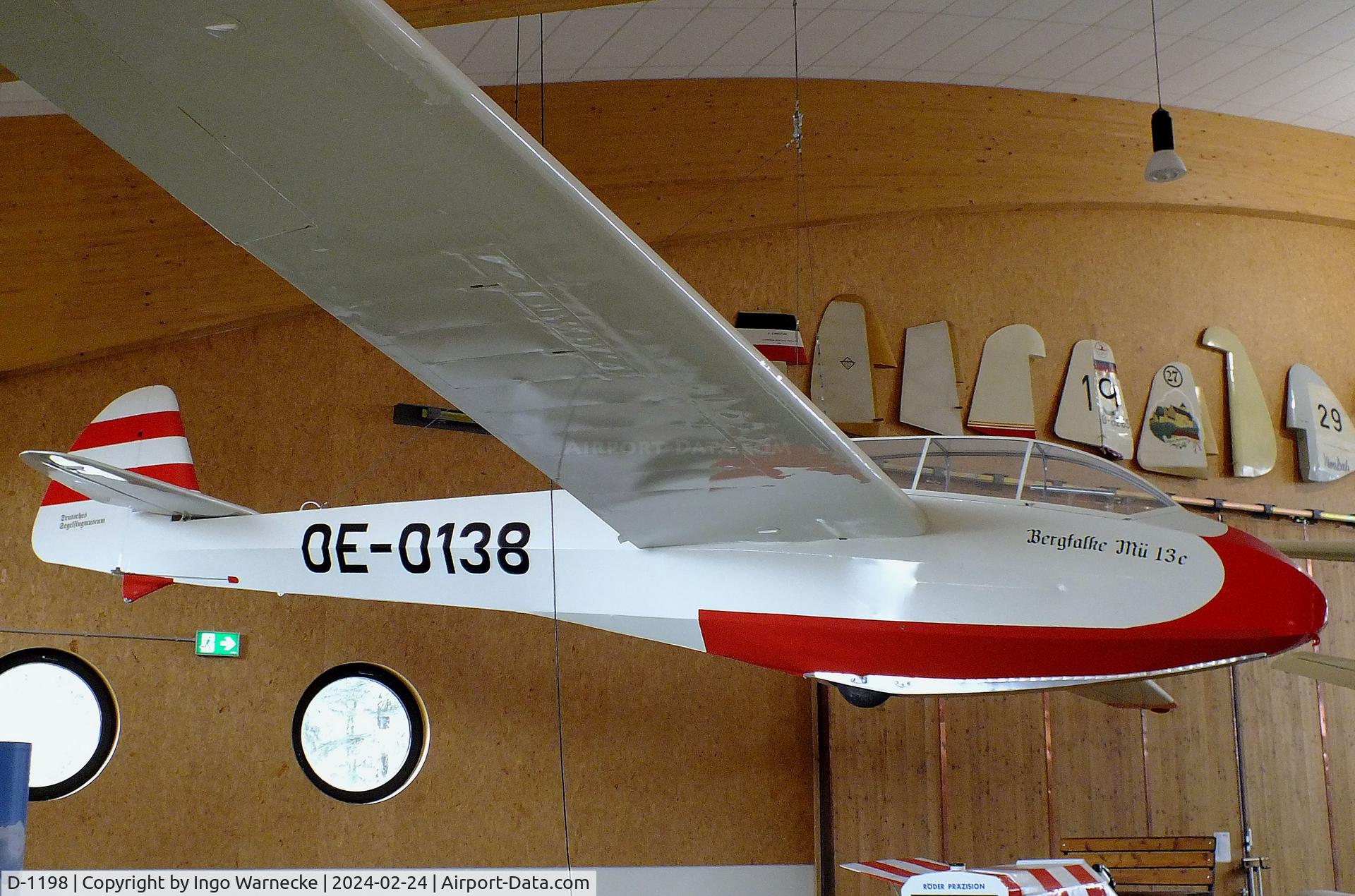 D-1198, 1956 Scheibe Mu-13E Bergfalke C/N not found_D-1198, Scheibe / Flugsportclub Giebelstadt Mü 13E Bergfalke, displayed to represent the first prototype 'OE-0138' built in 1951, at the Deutsches Segelflugmuseum mit Modellflug (German Soaring Museum with Model Flight), Gersfeld Wasserkuppe
