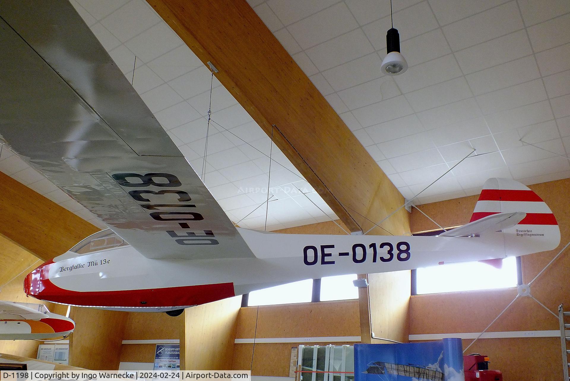 D-1198, 1956 Scheibe Mu-13E Bergfalke C/N not found_D-1198, Scheibe / Flugsportclub Giebelstadt Mü 13E Bergfalke, displayed to represent the first prototype 'OE-0138' built in 1951, at the Deutsches Segelflugmuseum mit Modellflug (German Soaring Museum with Model Flight), Gersfeld Wasserkuppe