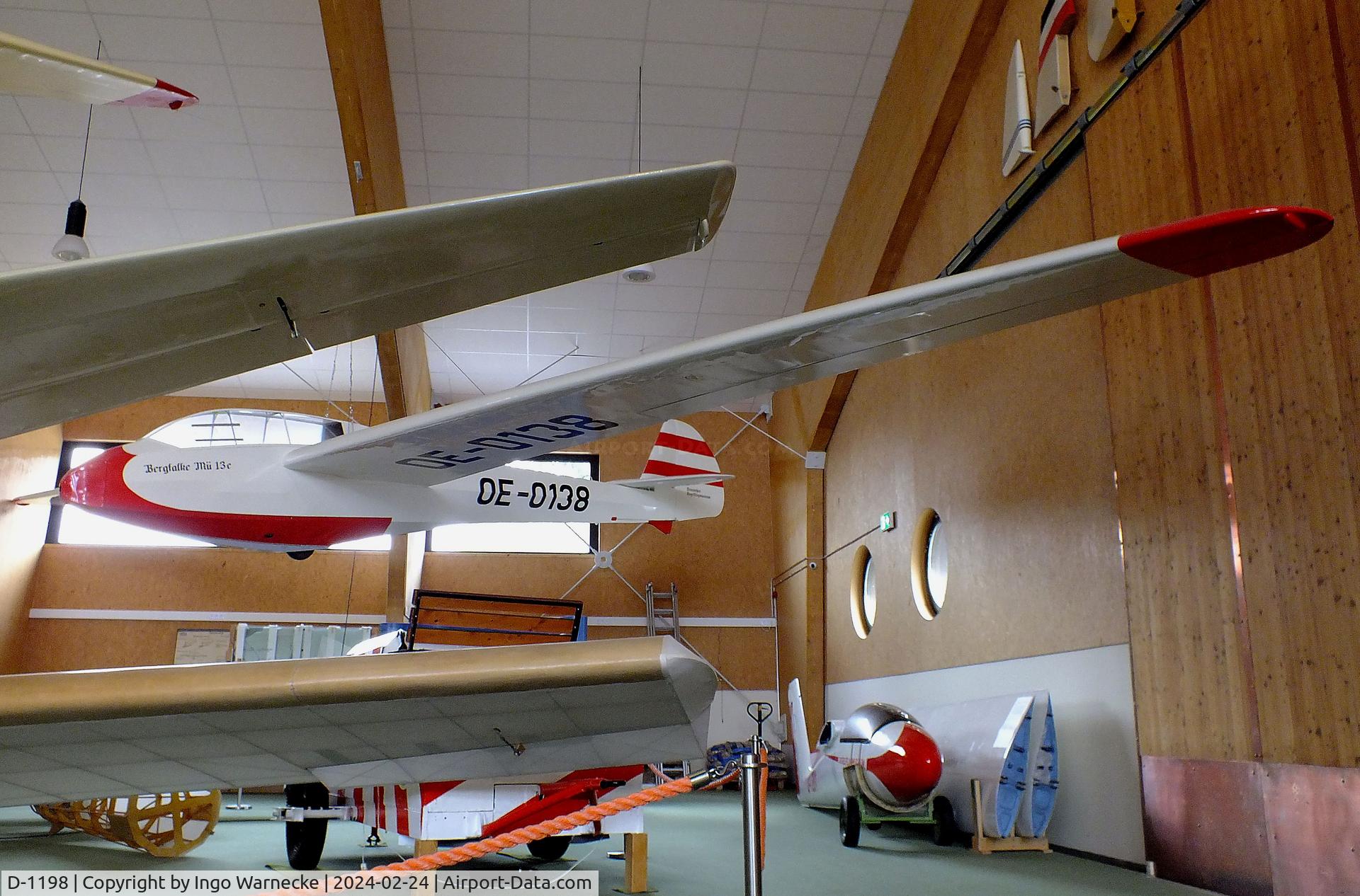 D-1198, 1956 Scheibe Mu-13E Bergfalke C/N not found_D-1198, Scheibe / Flugsportclub Giebelstadt Mü 13E Bergfalke, displayed to represent the first prototype 'OE-0138' built in 1951, at the Deutsches Segelflugmuseum mit Modellflug (German Soaring Museum with Model Flight), Gersfeld Wasserkuppe