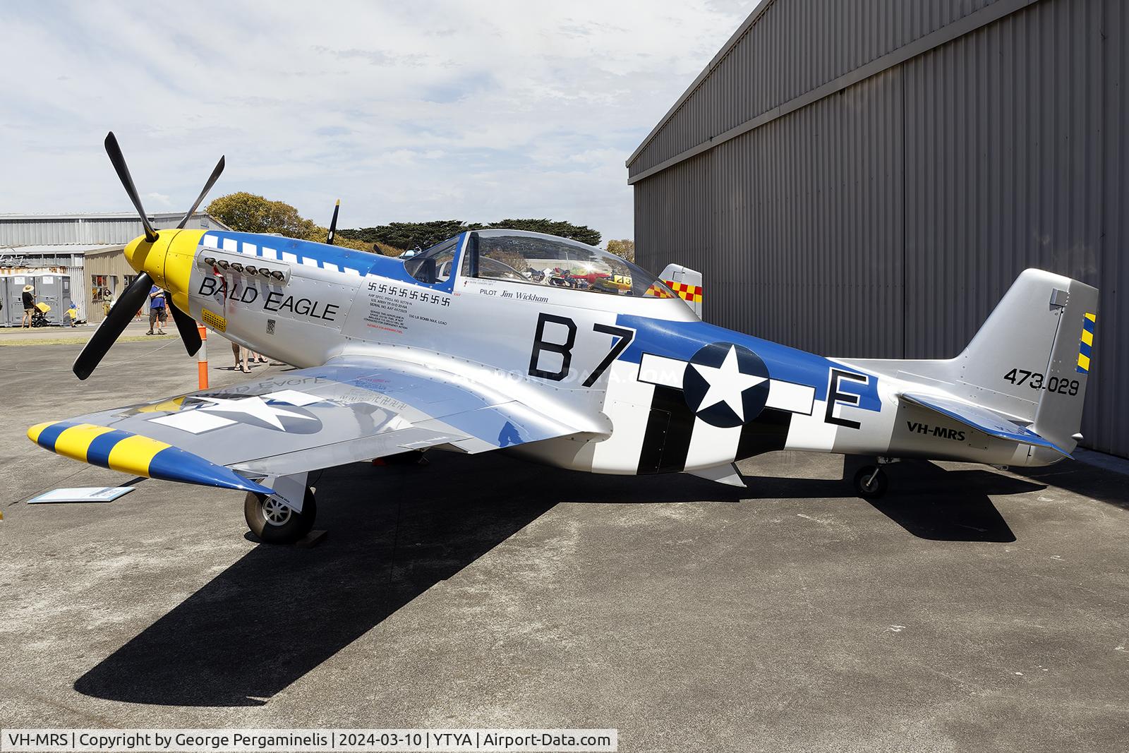 VH-MRS, 1998 Fighter Escort Wings P-51 Mustang replica 2/3 scale C/N V287, On display at the Tyabb Airshow 2024.