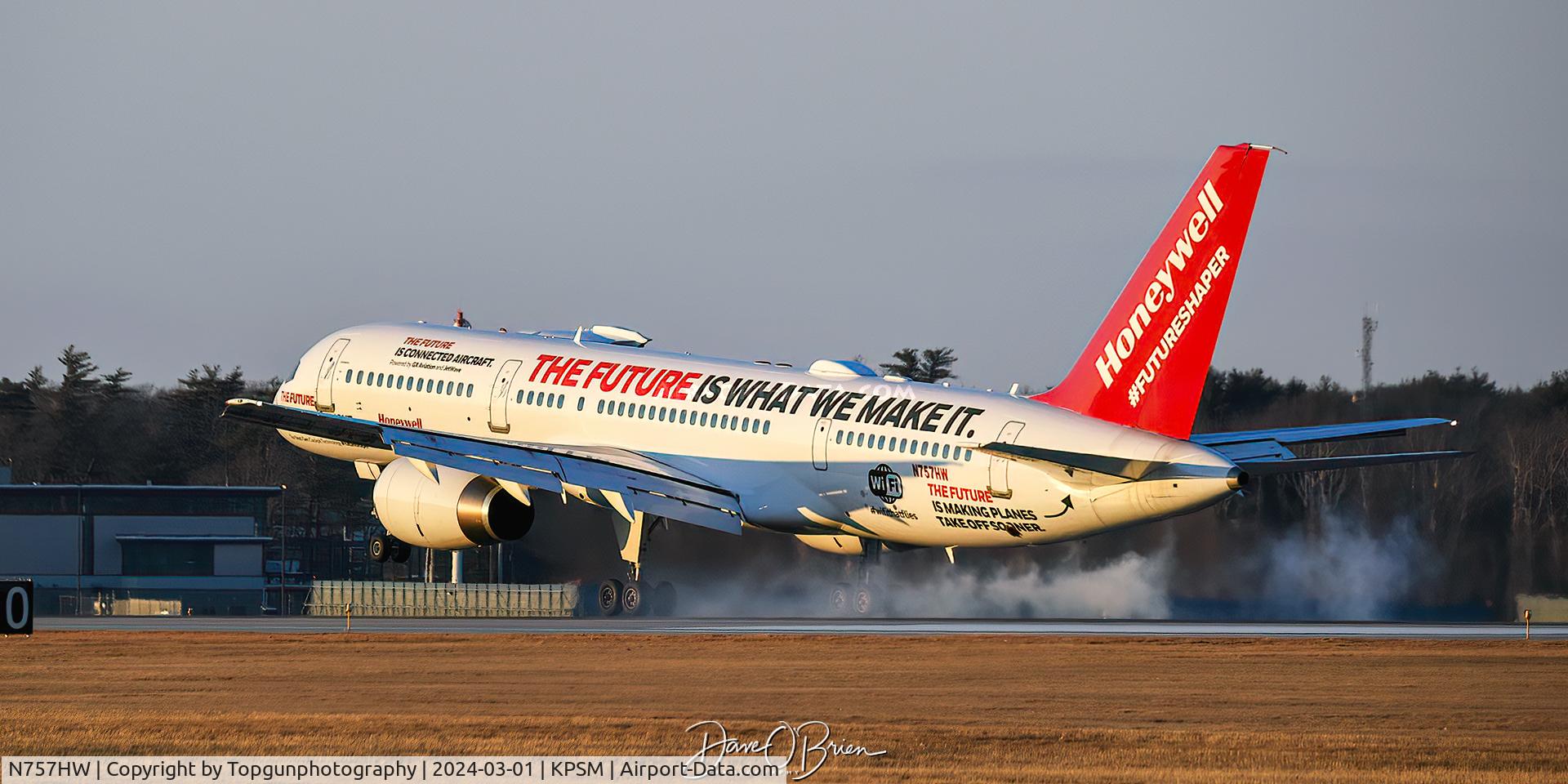 N757HW, 1982 Boeing 757-225 C/N 22194, Honeywell test bed touches down after making a few passes in the pattern