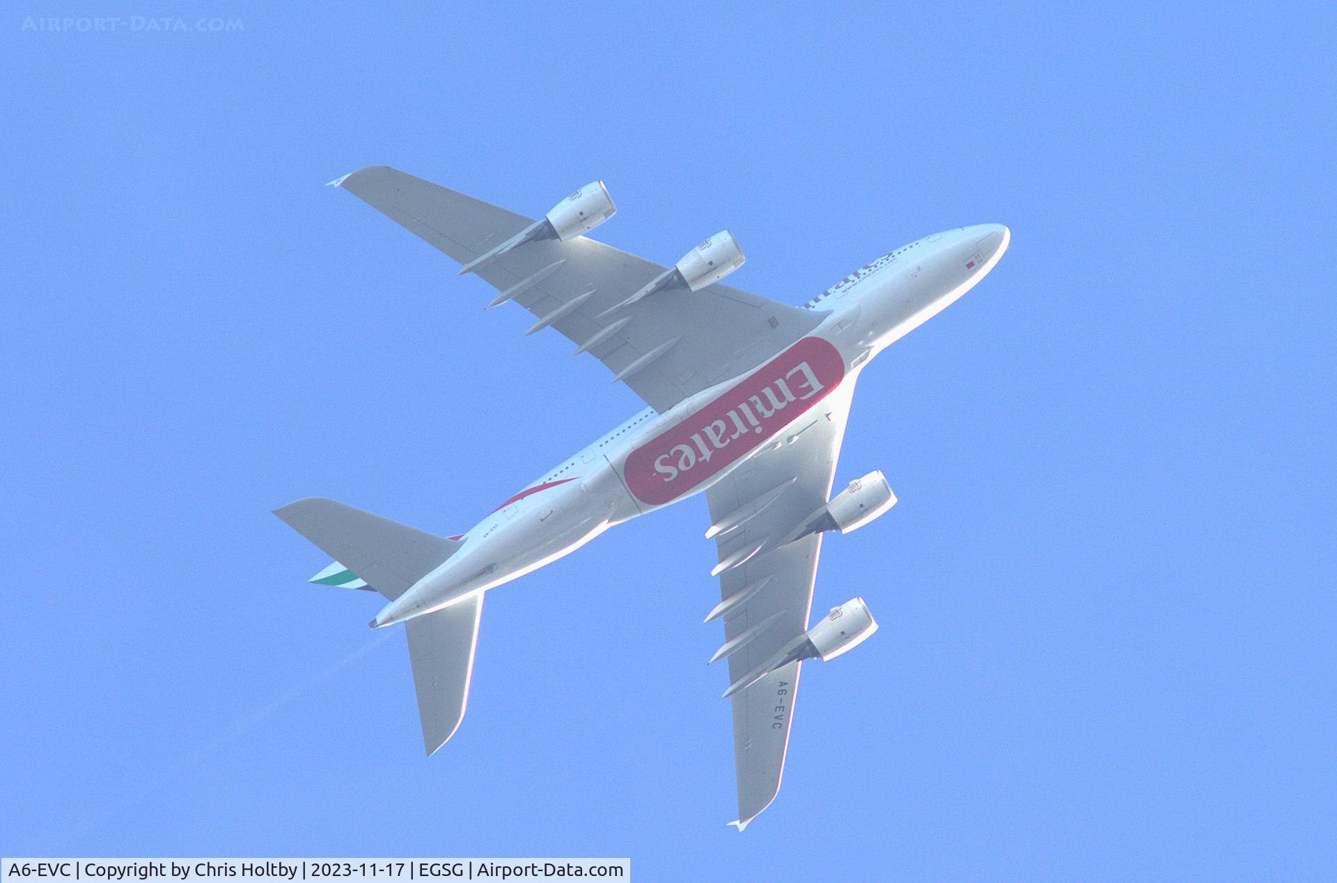 A6-EVC, 2018 Airbus A380-842 C/N 248, Over Stapleford, Essex
