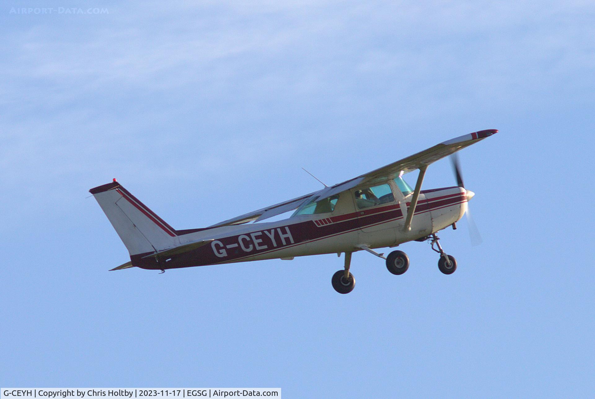G-CEYH, 1978 Cessna 152 C/N 15282689, Taking off from Stapleford Airfield, Essex.
