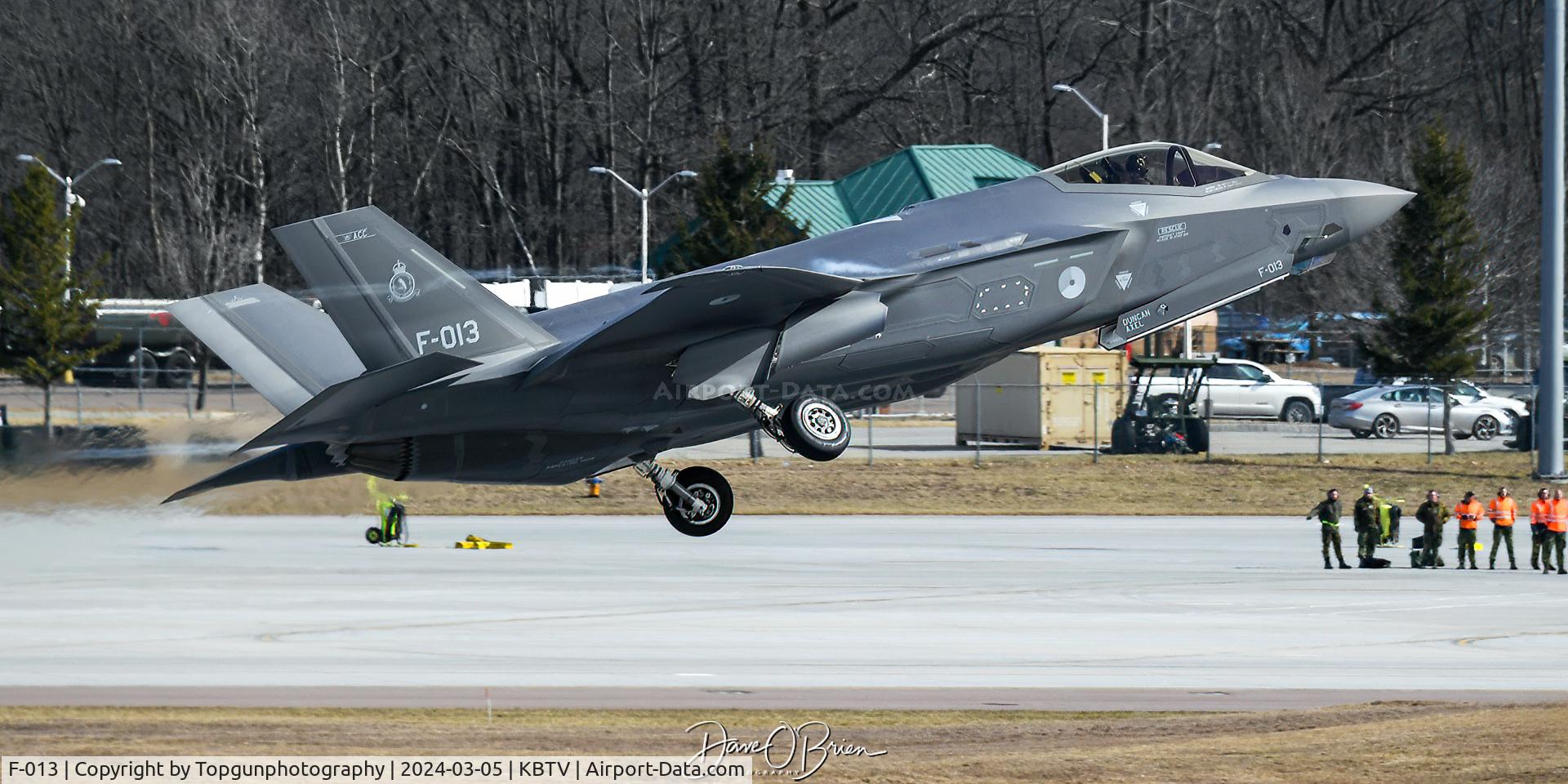 F-013, Lockheed Martin F-35A C/N AN-13, NAF327 off the deck at Burlington