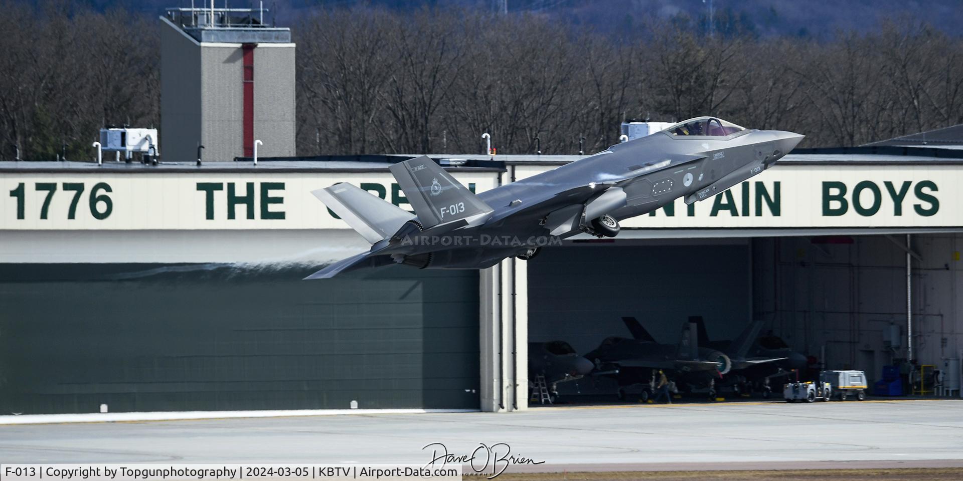 F-013, Lockheed Martin F-35A C/N AN-13, NAF327 Bugging out from Burlington, Red Flag bound