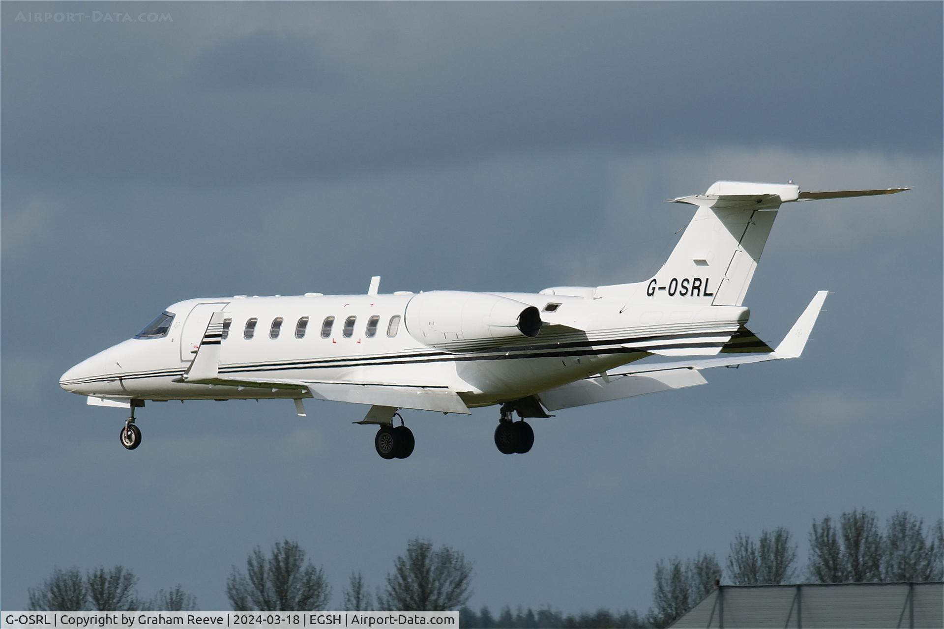 G-OSRL, 2009 Learjet 45 C/N 45-391, Landing at Norwich.
