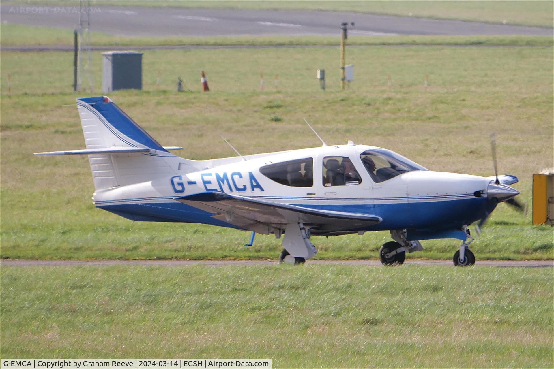 G-EMCA, 1999 Rockwell Commander 114B C/N 14661, Departing from Norwich.