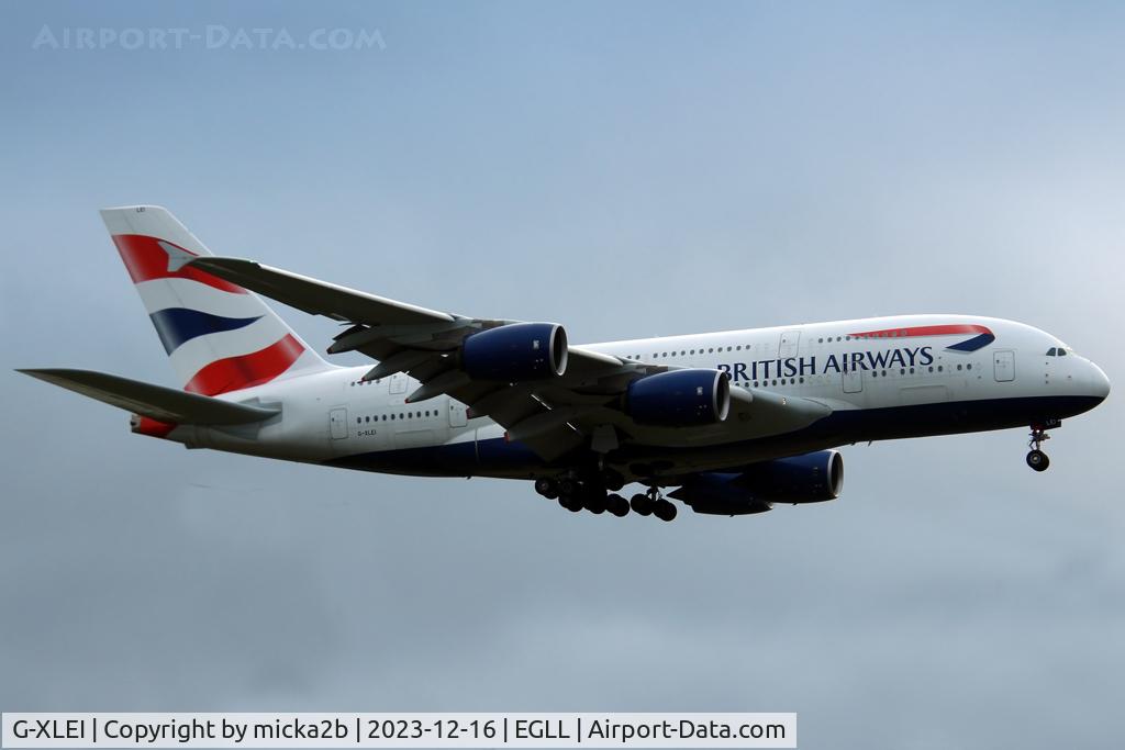G-XLEI, 2014 Airbus A380-841 C/N 173, Landing