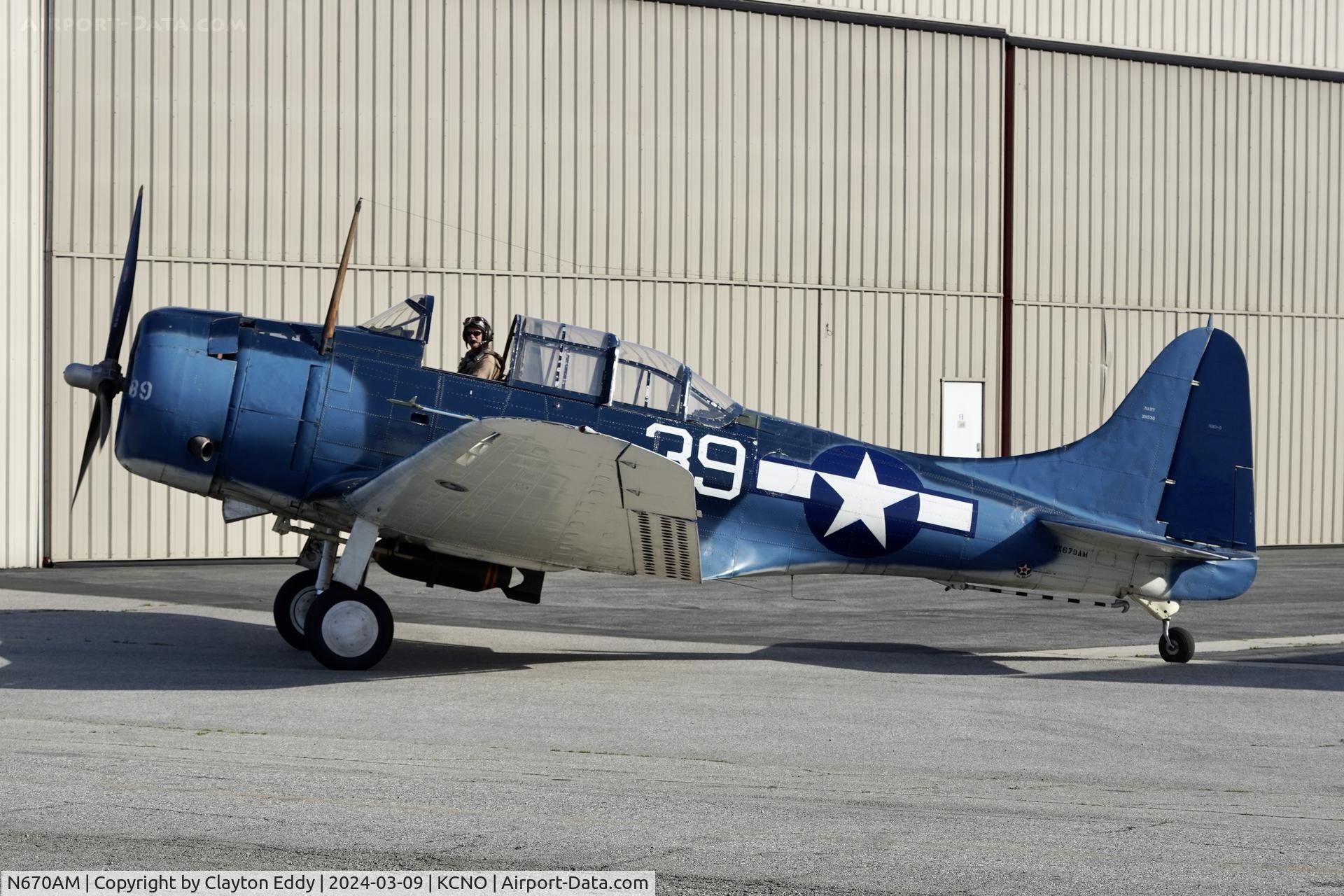 N670AM, 1993 Douglas SBD-5 Dauntless C/N 28536, Planes of Fame Air Museum Chino Airport in California 2024.