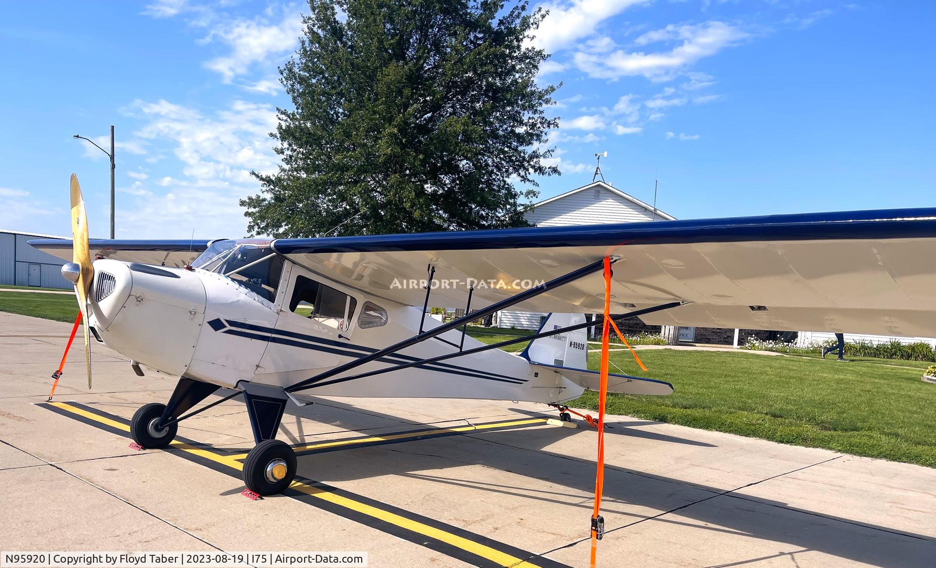 N95920, 1946 Taylorcraft BC12-D C/N 8220, GA Ramp at Osceola Iowa for Terminal Building Dedication