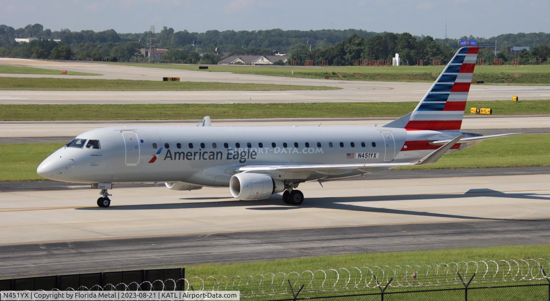 N451YX, 2021 Embraer ERJ-175LR C/N 17000875, ENY/AE EMB-175 zx MIA-ATL