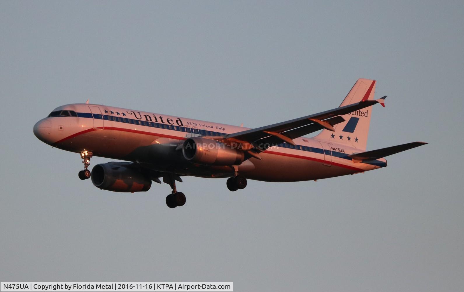 N475UA, 2001 Airbus A320-232 C/N 1495, UAL A320 retro zx IAD-TPA