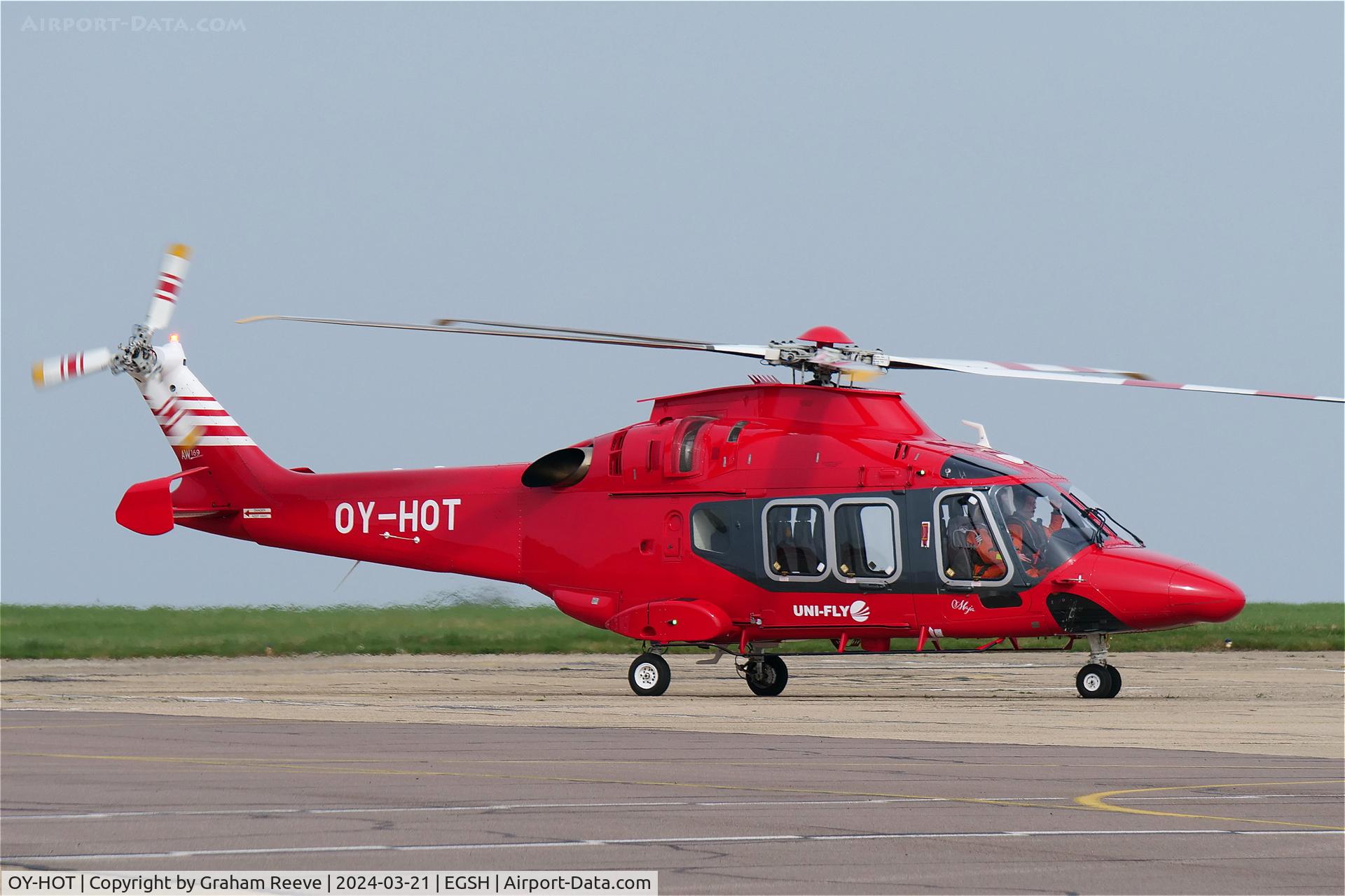 OY-HOT, Augusta Westland AW169 C/N 69170, Just landed at Norwich.
