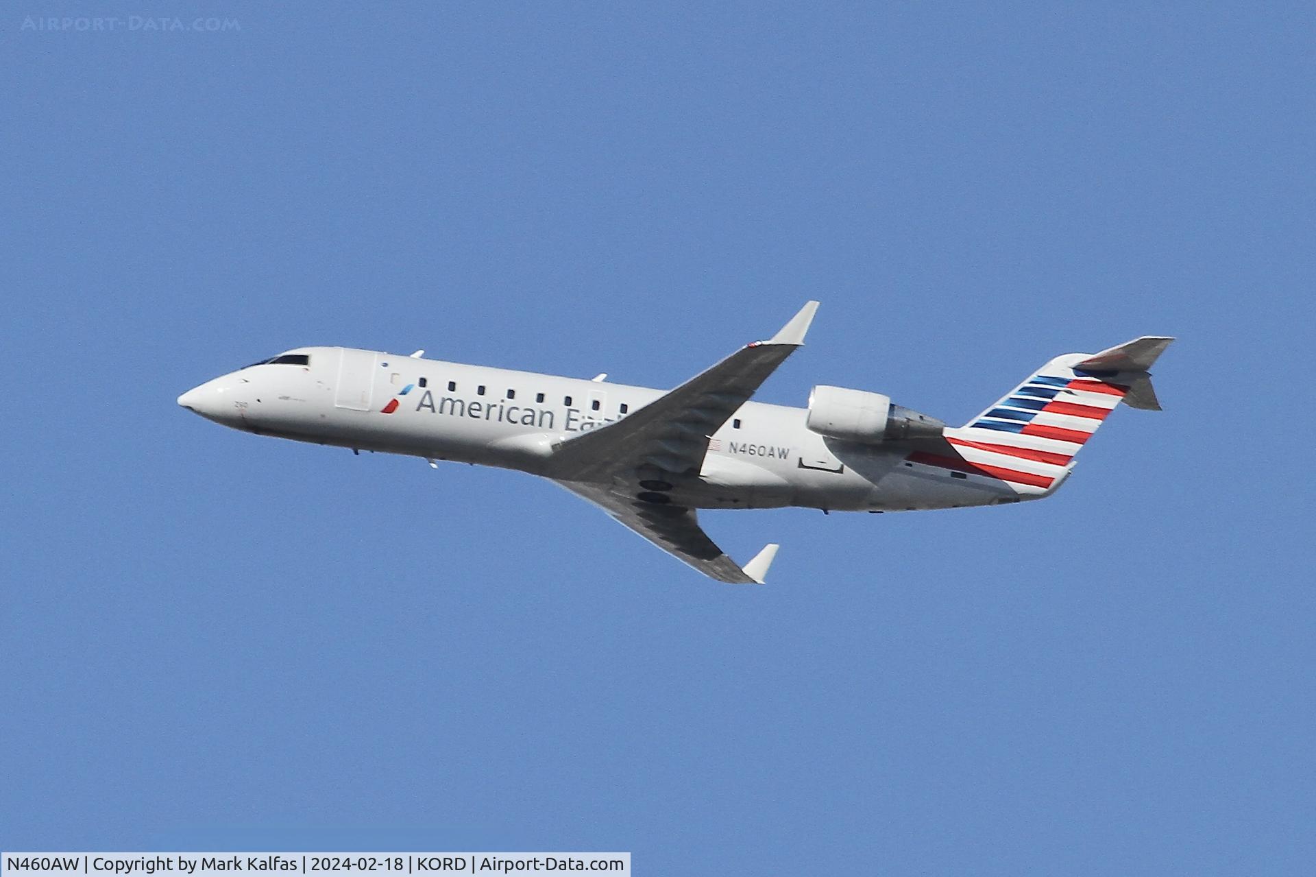 N460AW, 2003 Canadair CRJ-200LR (CL-600-2B19) C/N 7867, CRJ2 Air Wisconsin/American Eagle Canadair Regional Jet CRJ-200 N460AW AWI6136 ORD-FNT